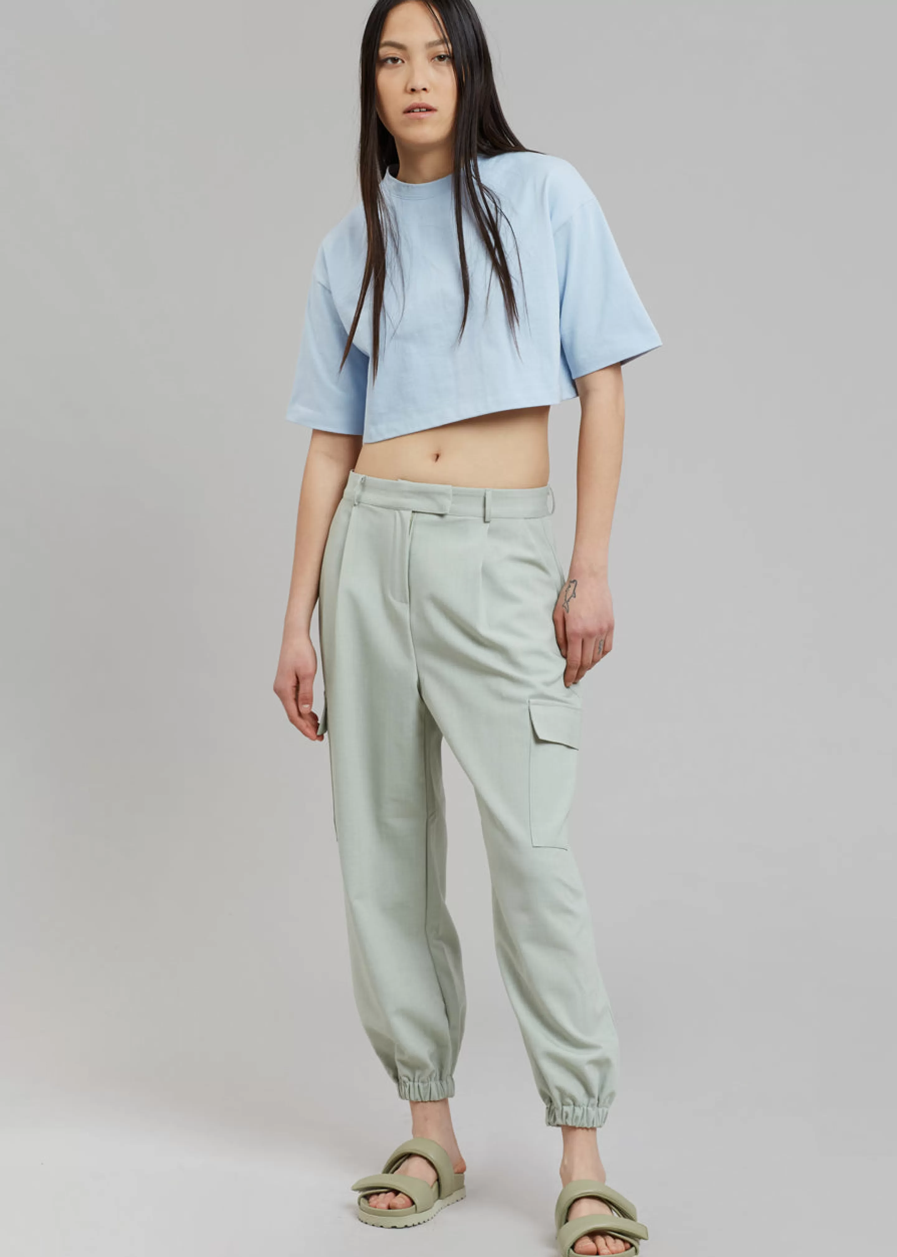 Tops | The Frankie Shop Karina Cropped T-Shirt Sky