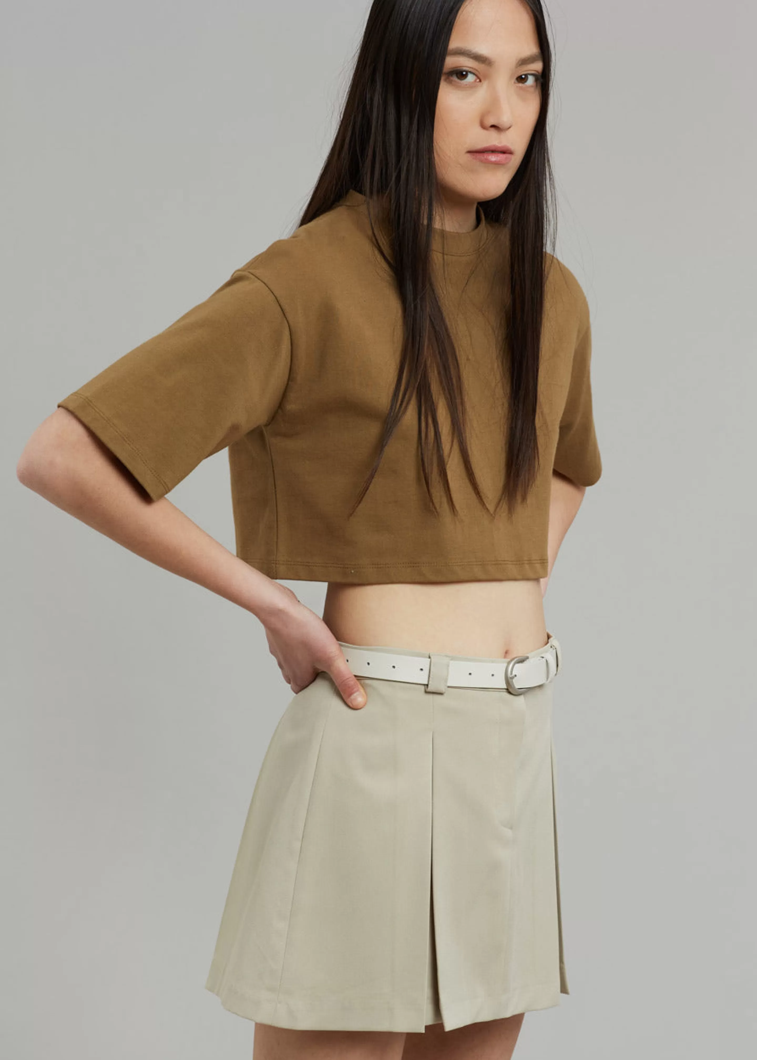 Tops | The Frankie Shop Karina Cropped T-Shirt Olive