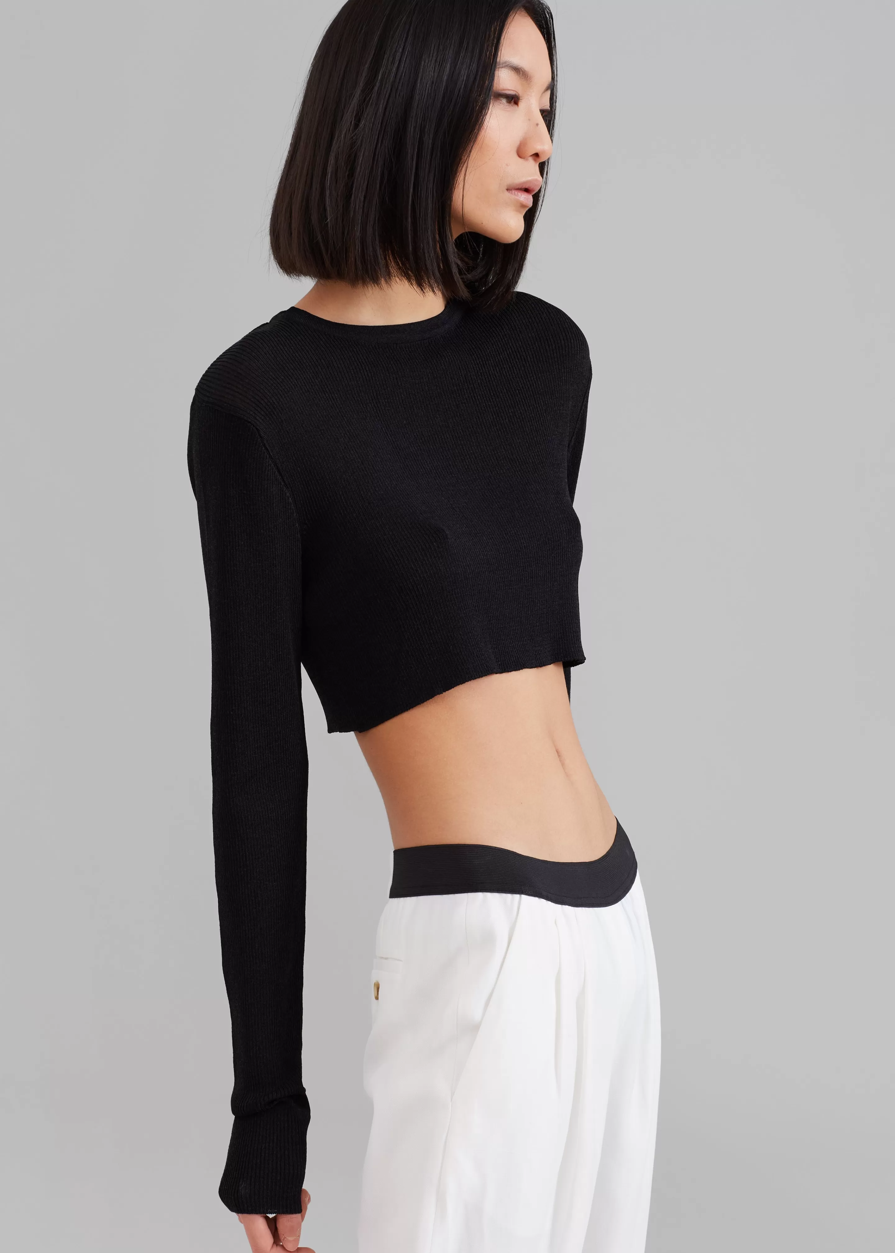 Tops | The Frankie Shop Kaz Cropped Knit Top Black