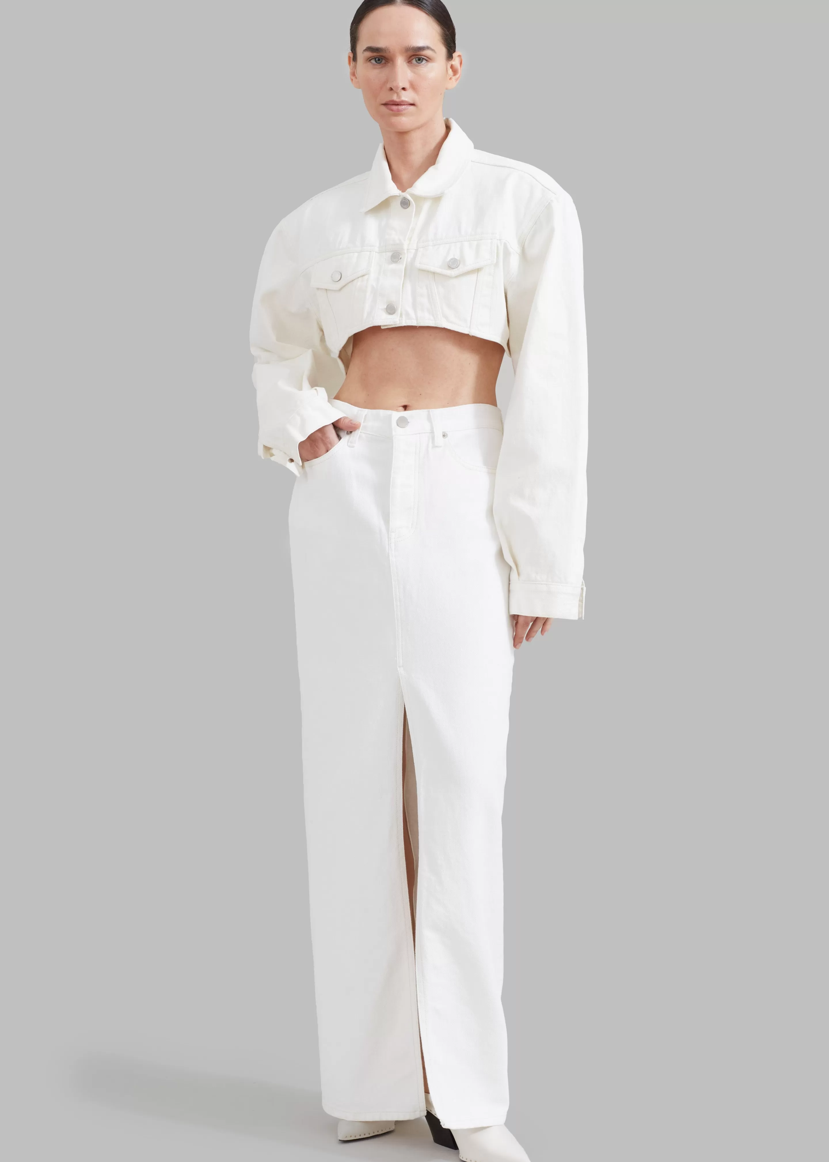 Outerwear | The Frankie Shop Kett Cropped Denim Jacket Off White