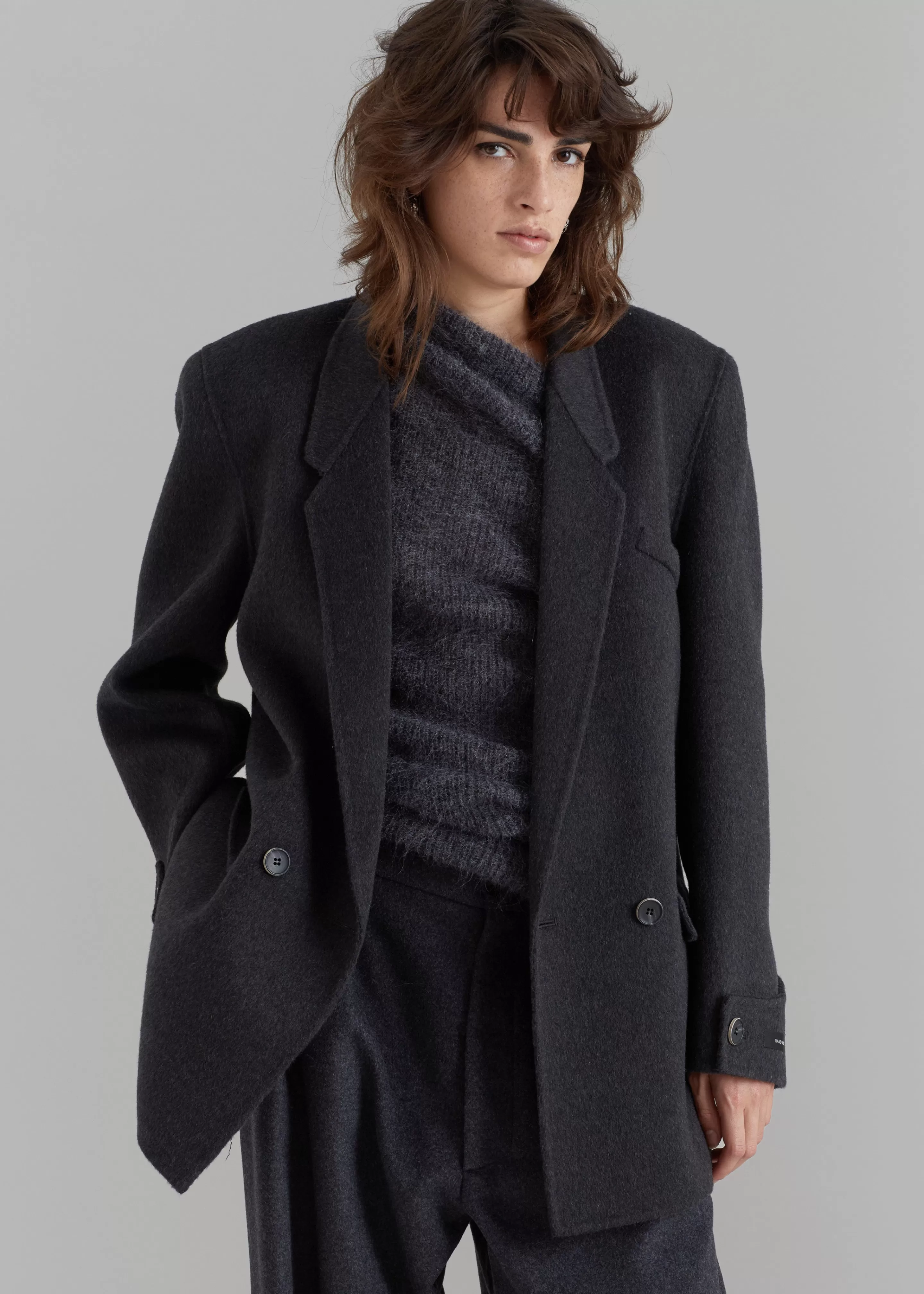 Outerwear | The Frankie Shop Kian Wool Blazer Charcoal