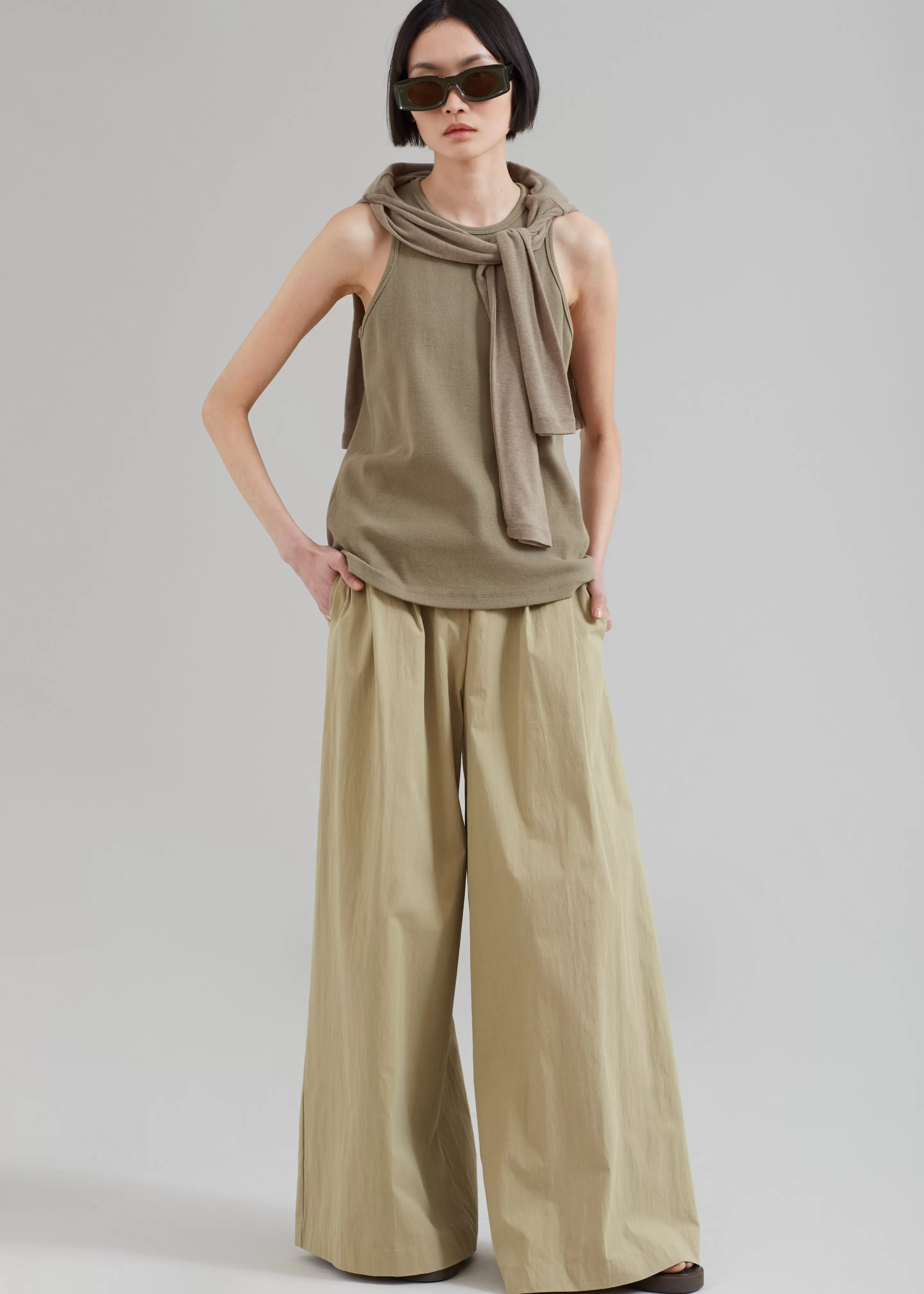 Bottoms | The Frankie Shop Kiel Wide Pants Pale Khaki