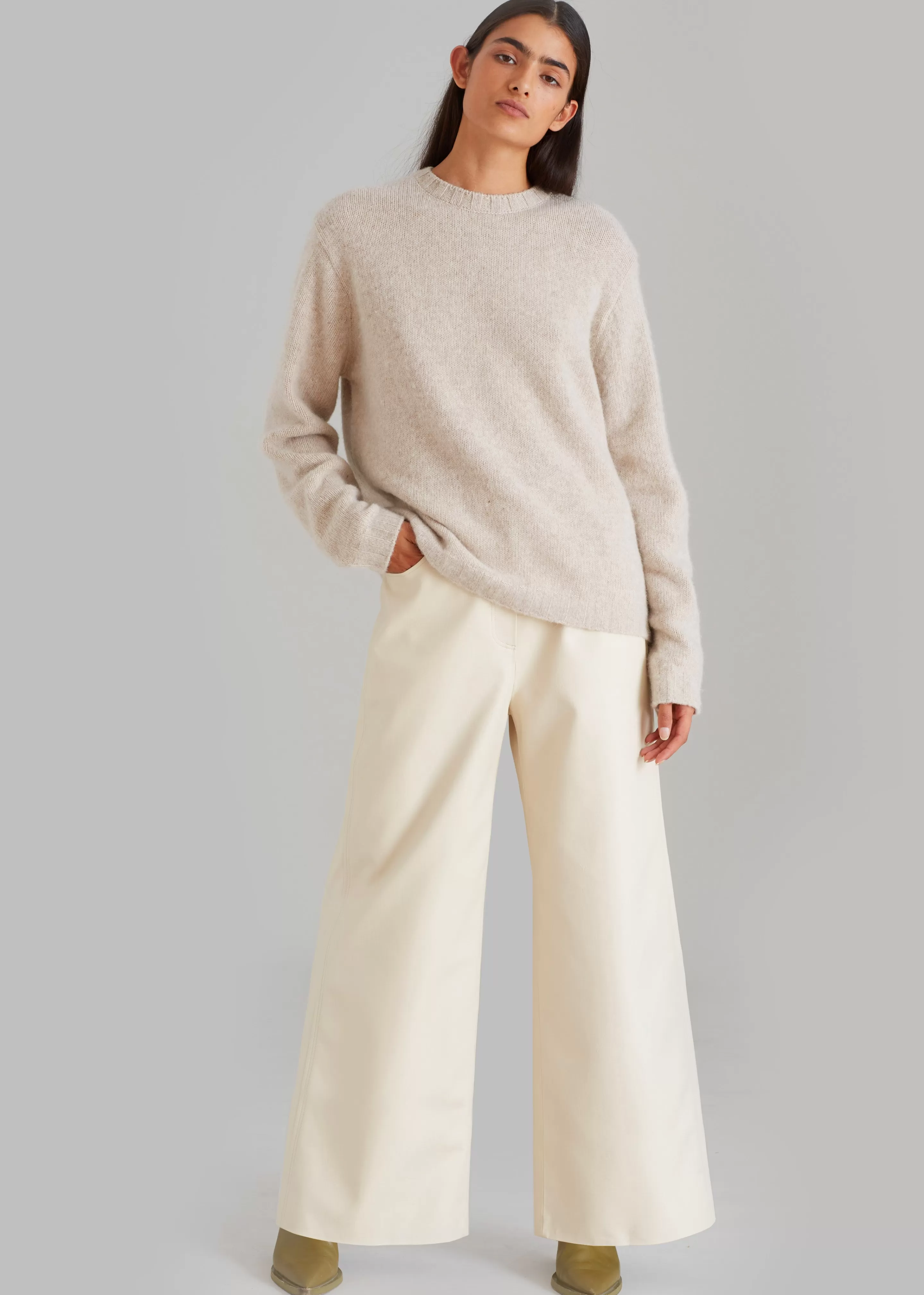 Bottoms | The Frankie Shop Kira Wide Pants Beige