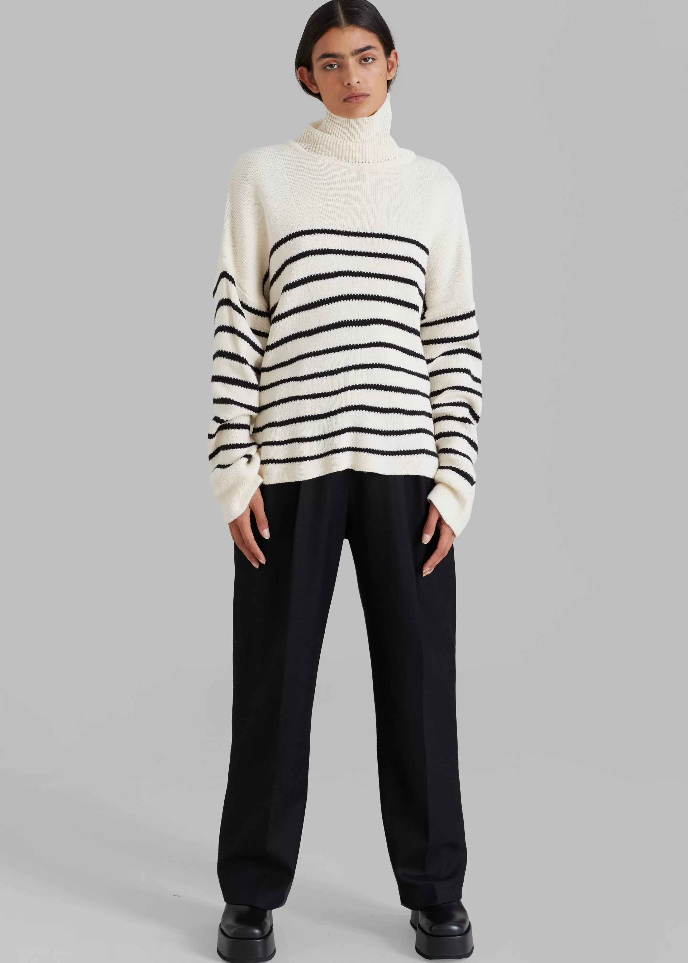 Knitwear | The Frankie Shop Kyo Turtleneck Sweater Black Stripe