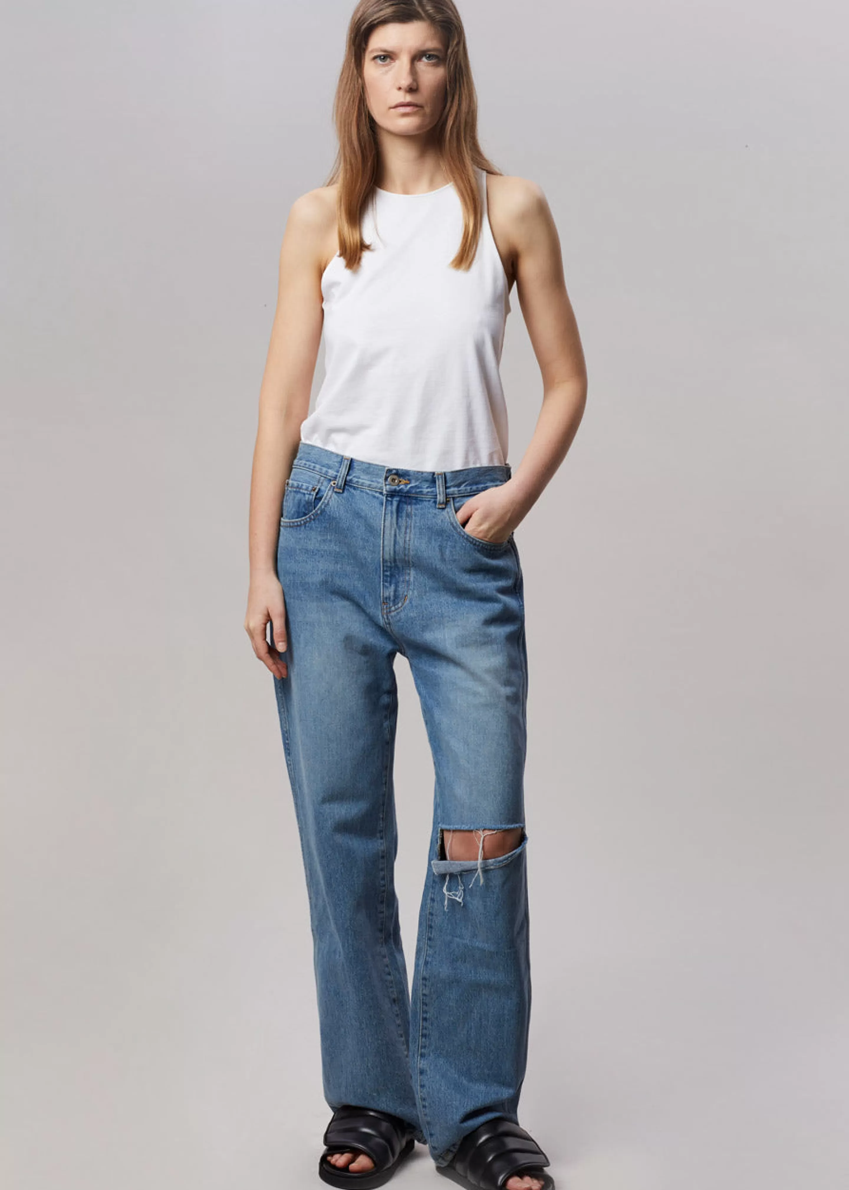 Bottoms | The Frankie Shop Laon Ripped Jeans Worn Wash