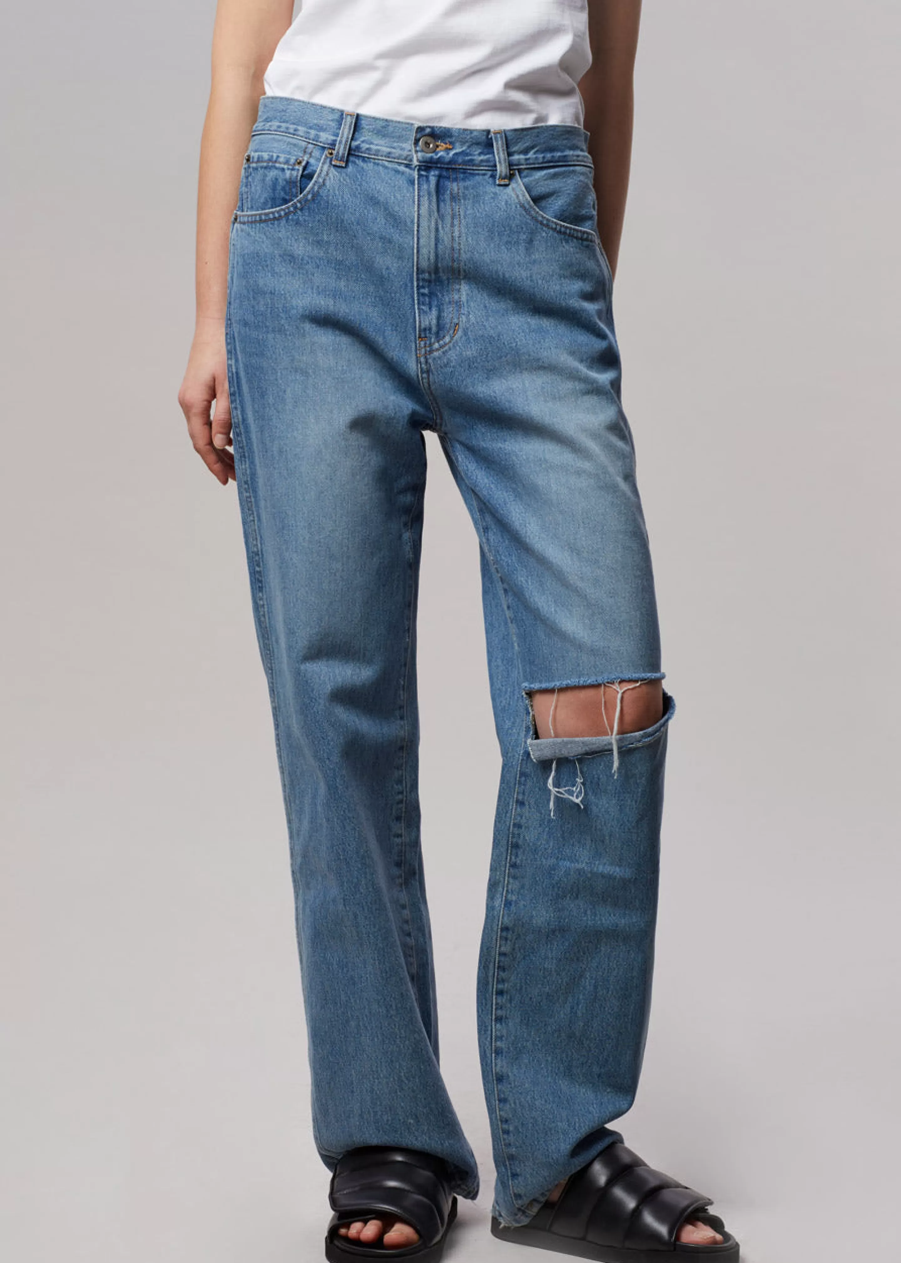 Bottoms | The Frankie Shop Laon Ripped Jeans Worn Wash