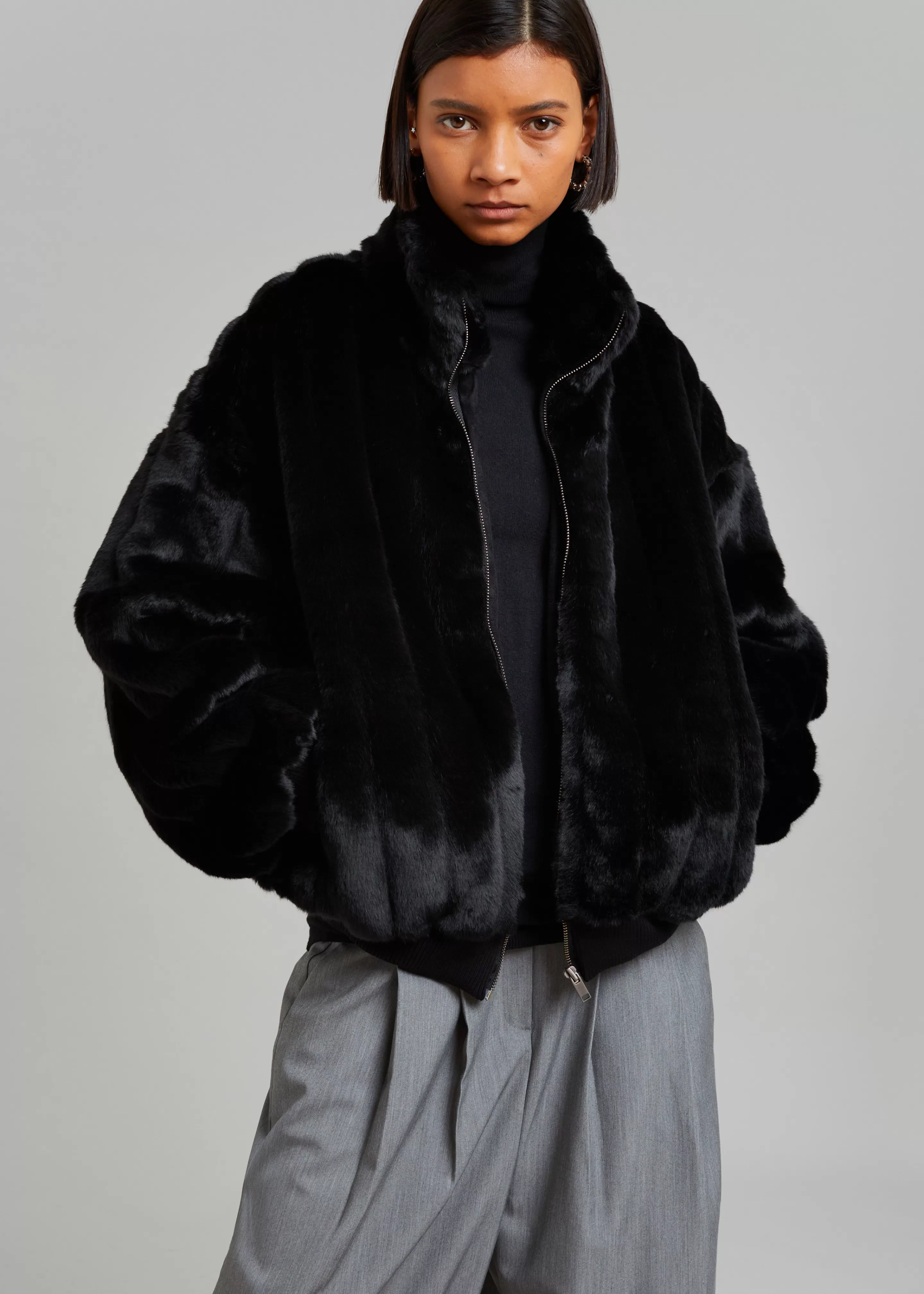 Outerwear | The Frankie Shop Lea Faux Fur Jacket Black