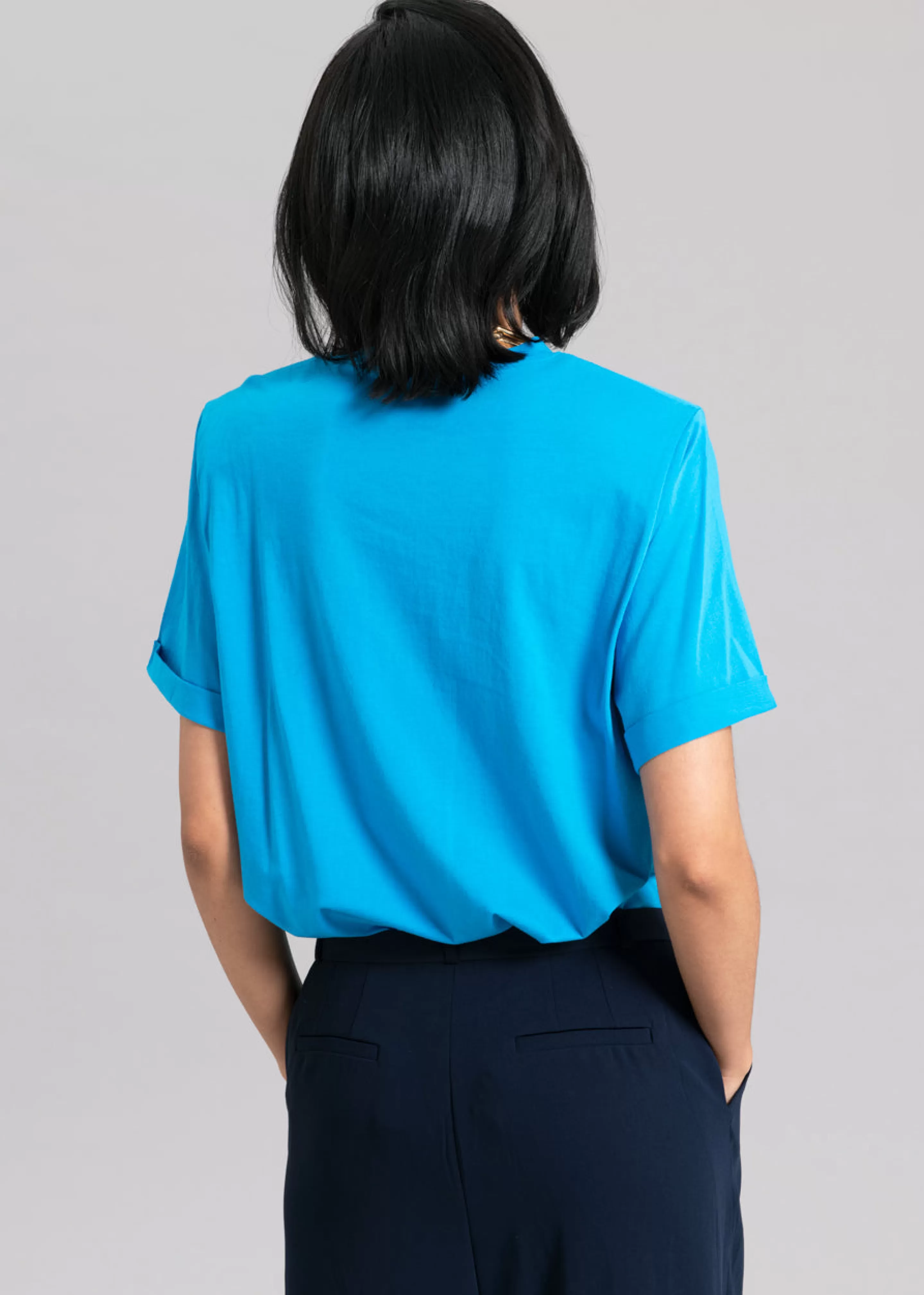 Tops | The Frankie Shop Lena Padded Shoulder Tee Cobalt