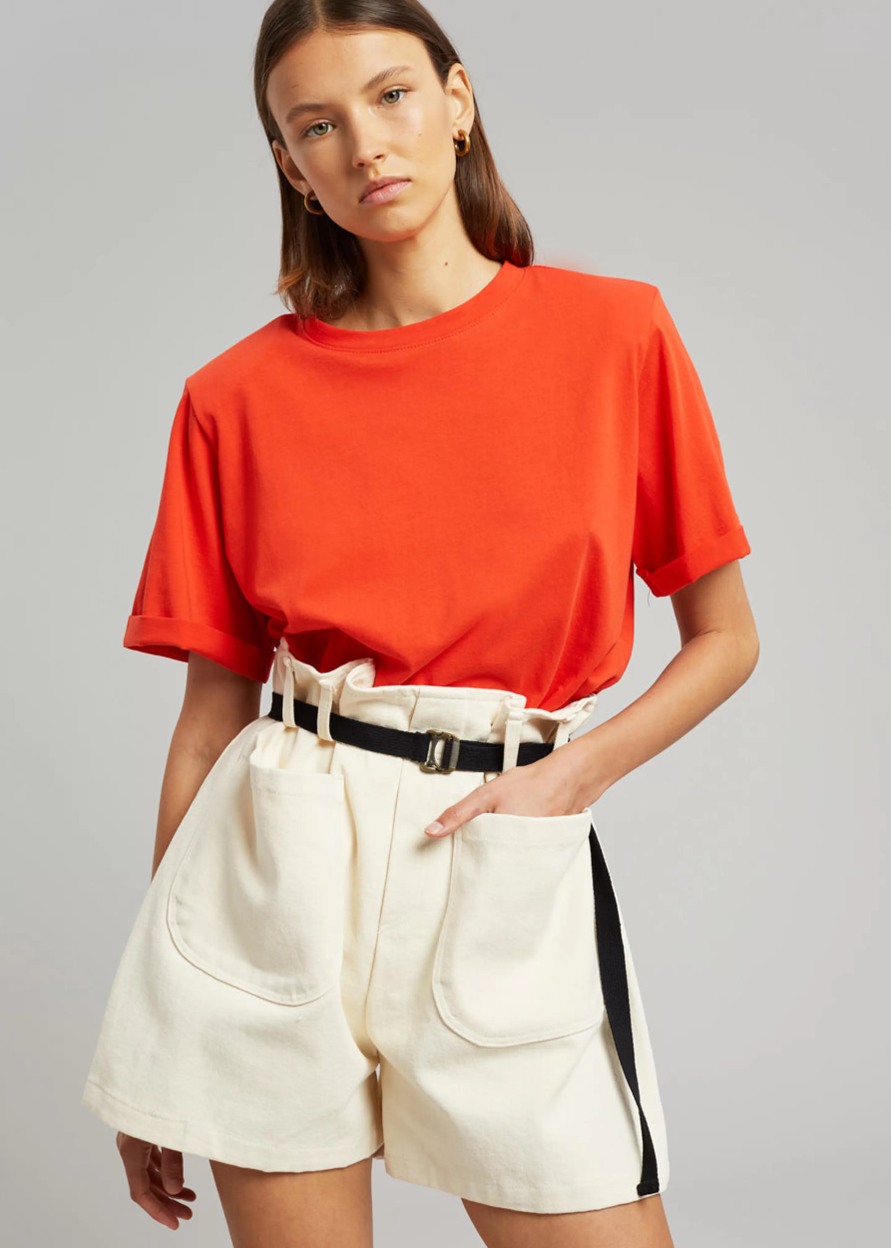 Tops | The Frankie Shop Lena Padded Shoulder Tee Red