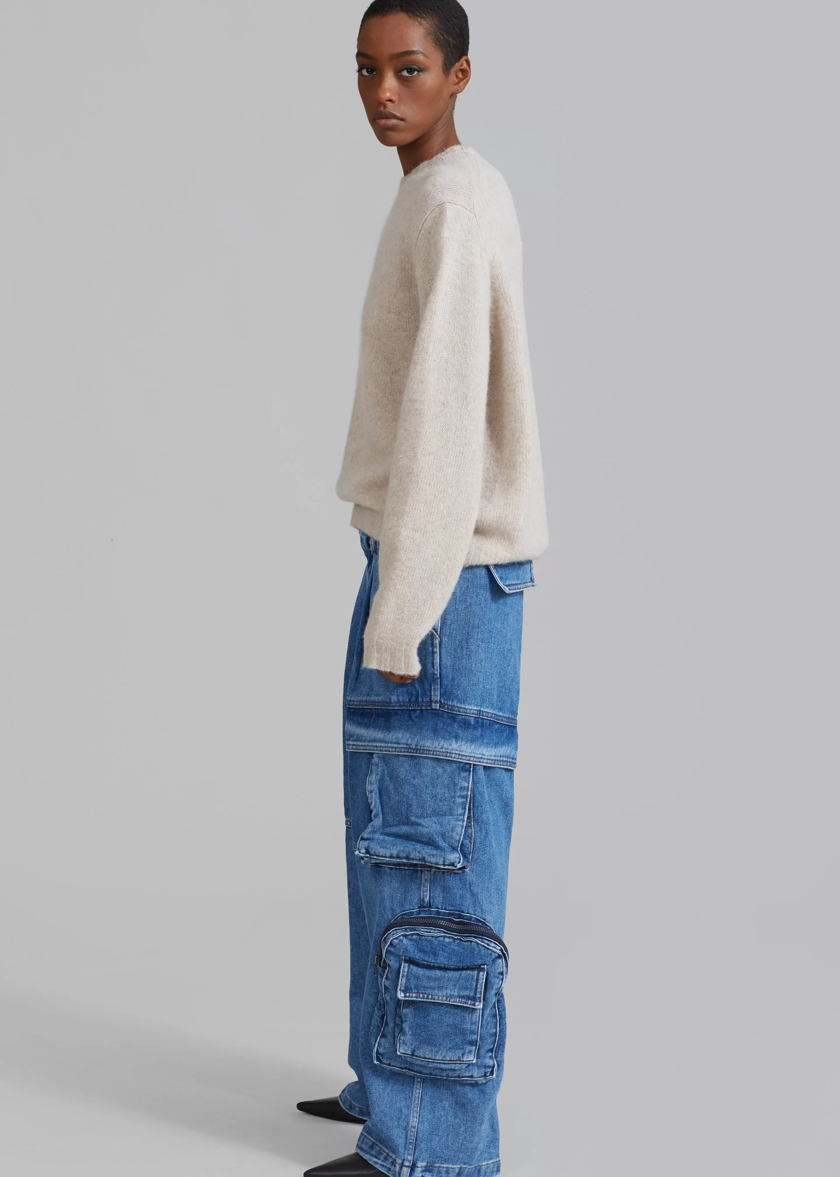 Bottoms | The Frankie Shop Lenny Cargo Jeans Blue Denim