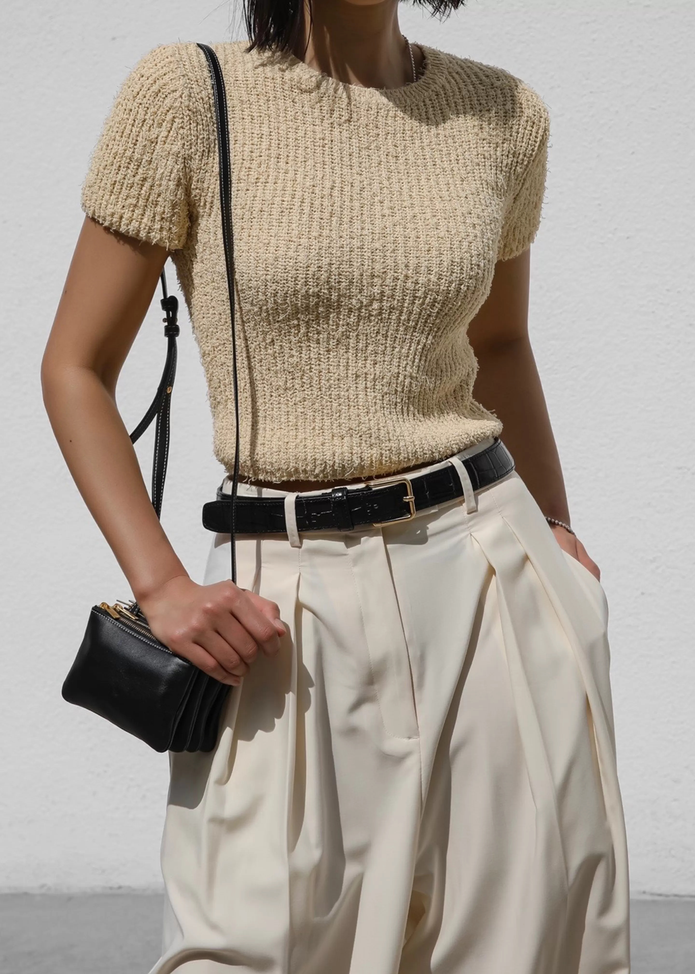 Knitwear | The Frankie Shop Lexie Knit Cropped Top Beige