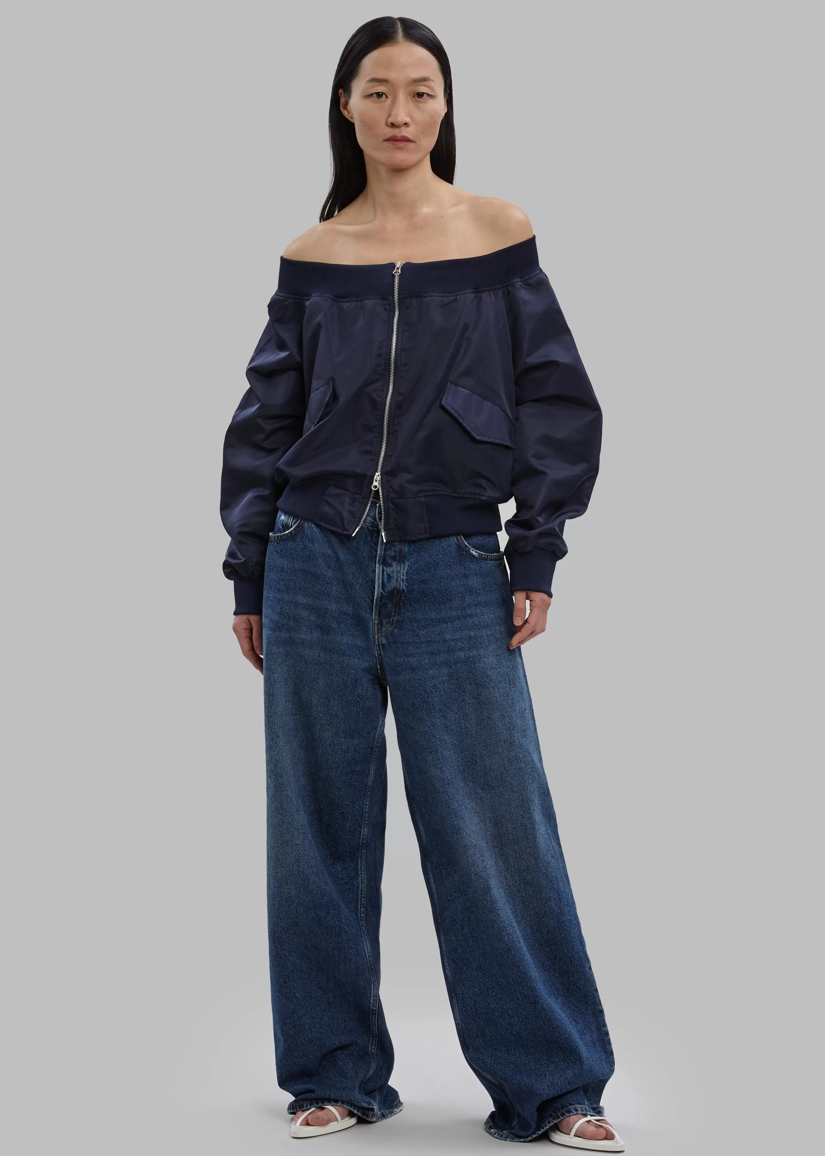 Outerwear | The Frankie Shop Lilya Off Shoulder Bomber Navy