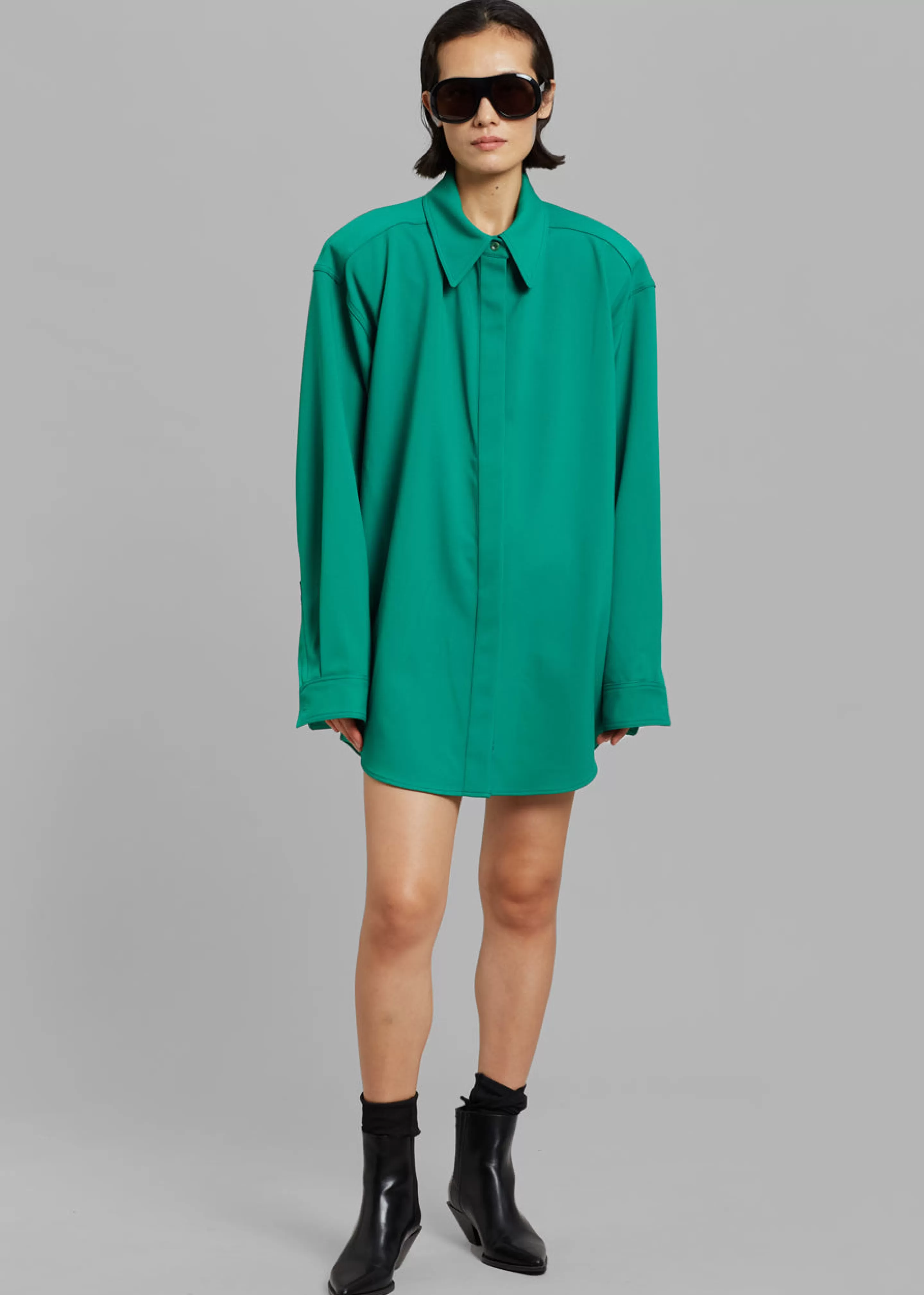 Tops | The Frankie Shop Lio Detachable Padded Shoulder Shirt Kelly Green