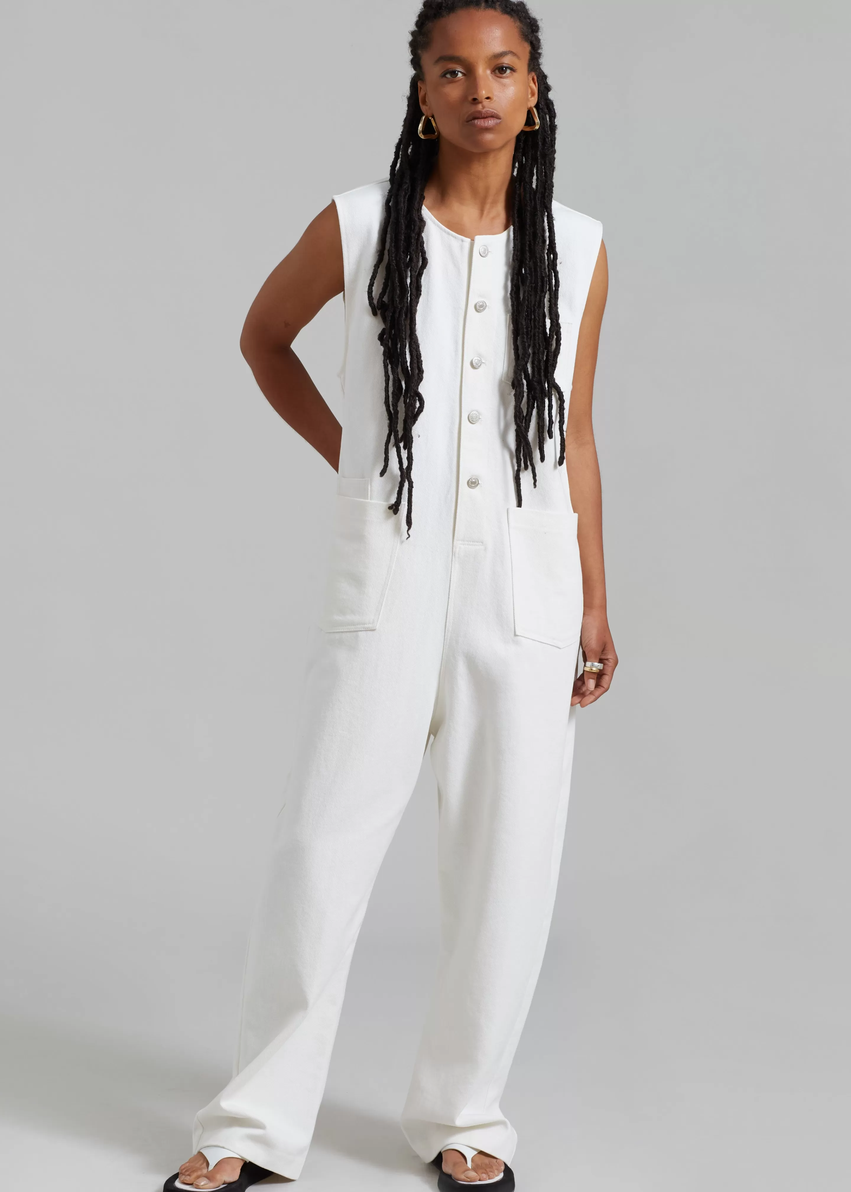 Jumpsuits | The Frankie Shop Liv Denim Jumpsuit White