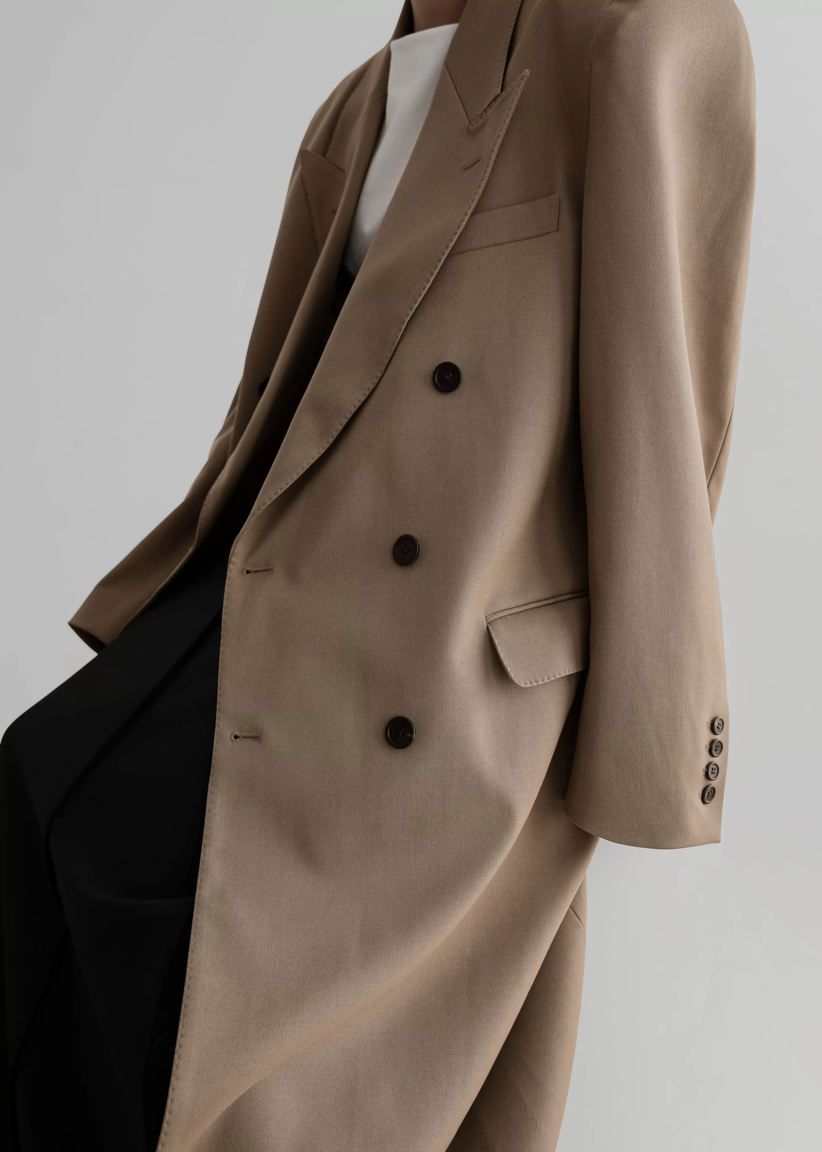 Outerwear | The Frankie Shop London Double Breasted Coat Taupe