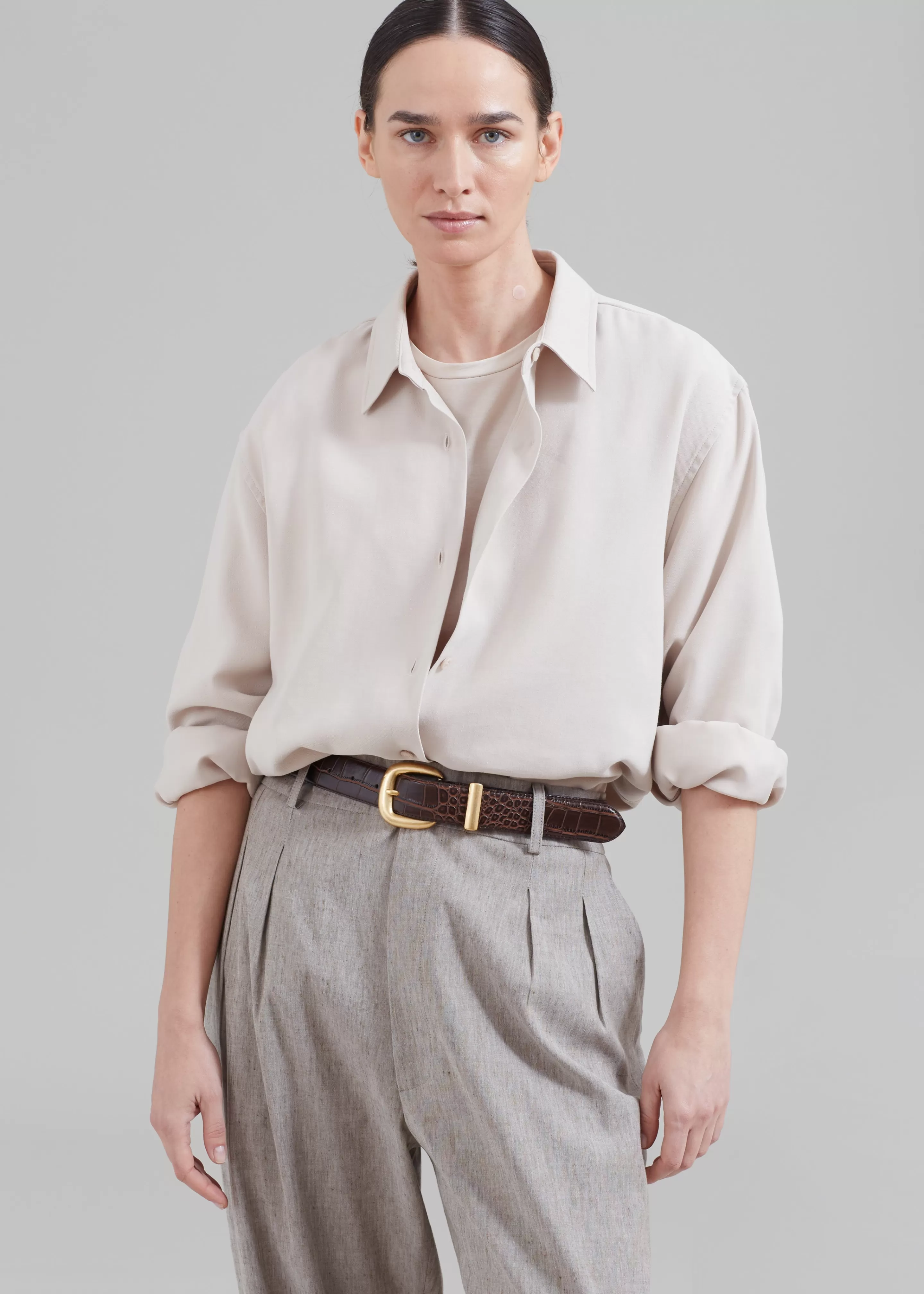 Tops | The Frankie Shop Lotta Fluid Shirt Beige