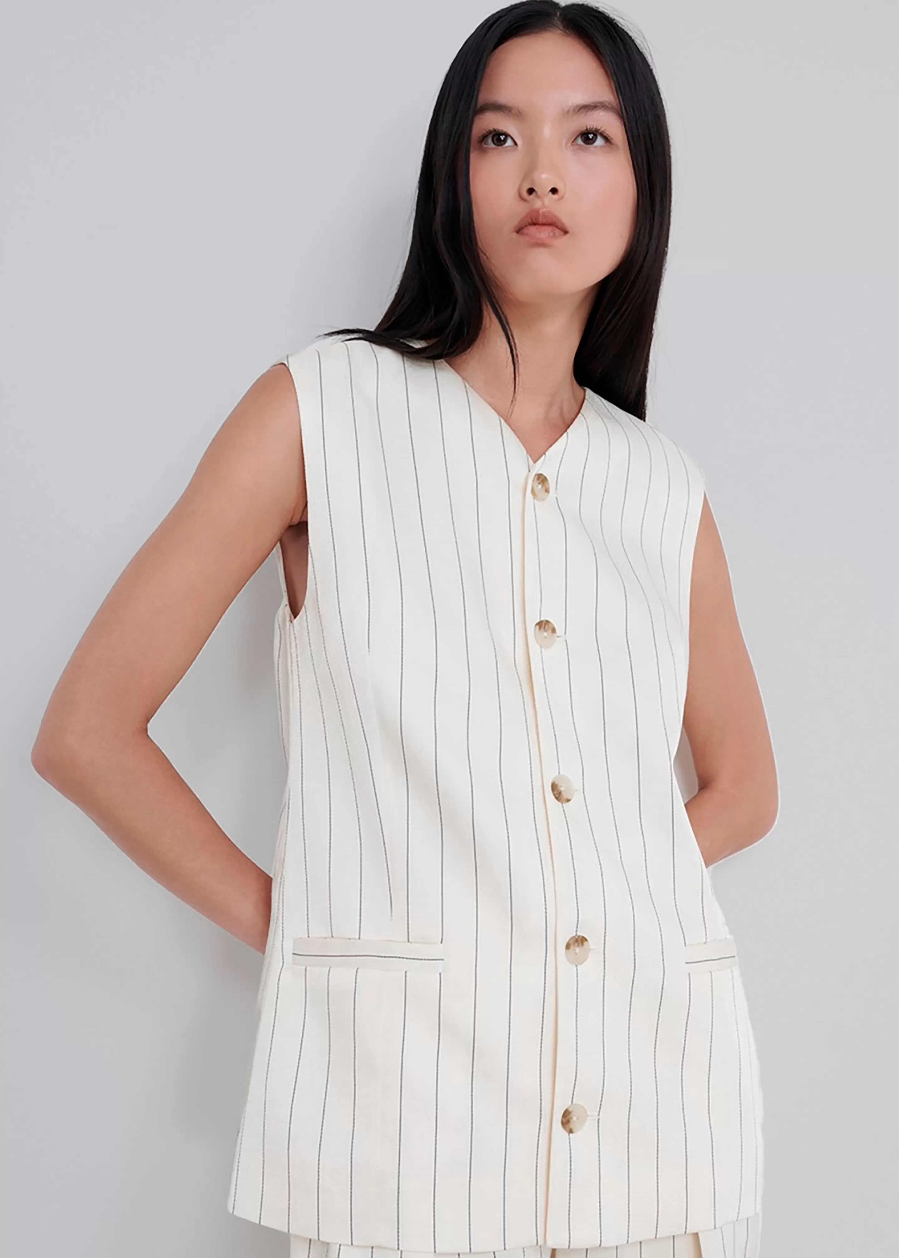 Outerwear | The Frankie Shop Loulou Studio Cetina Vest Striped Beige