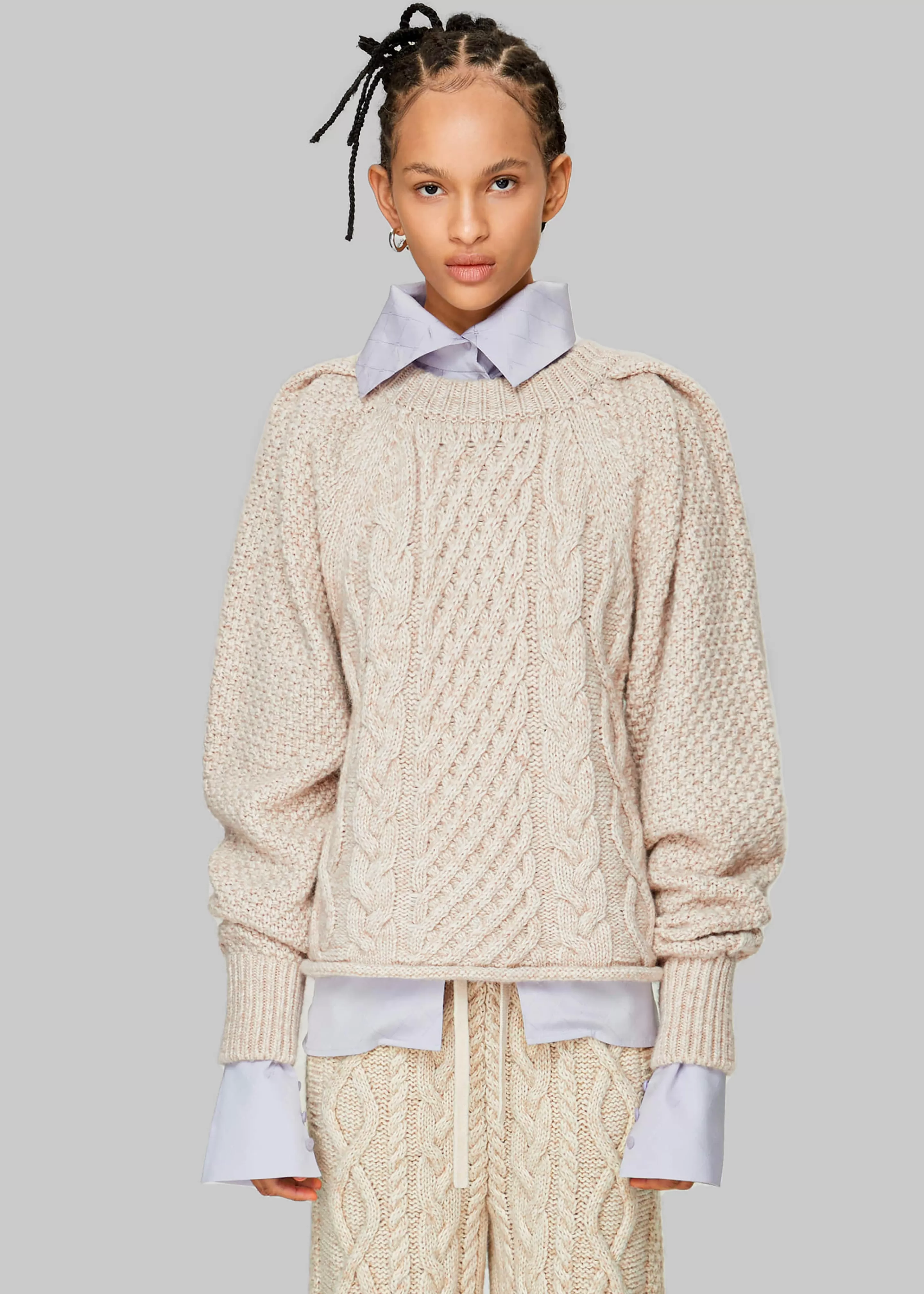 Knitwear | The Frankie Shop Low Classic Cable Top Beige