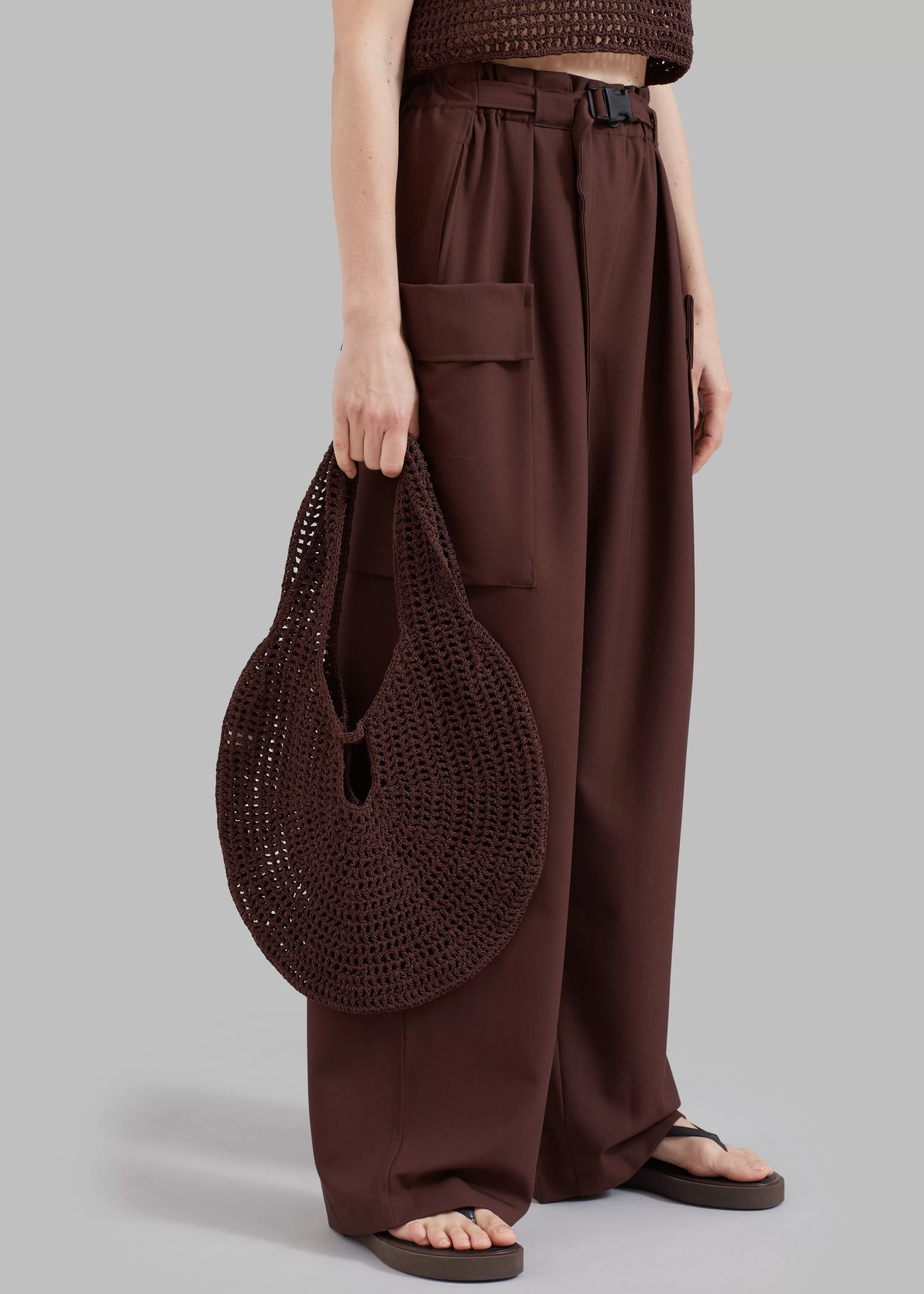 Accessories | The Frankie Shop Low Classic Crochet Hobo Bag Brown