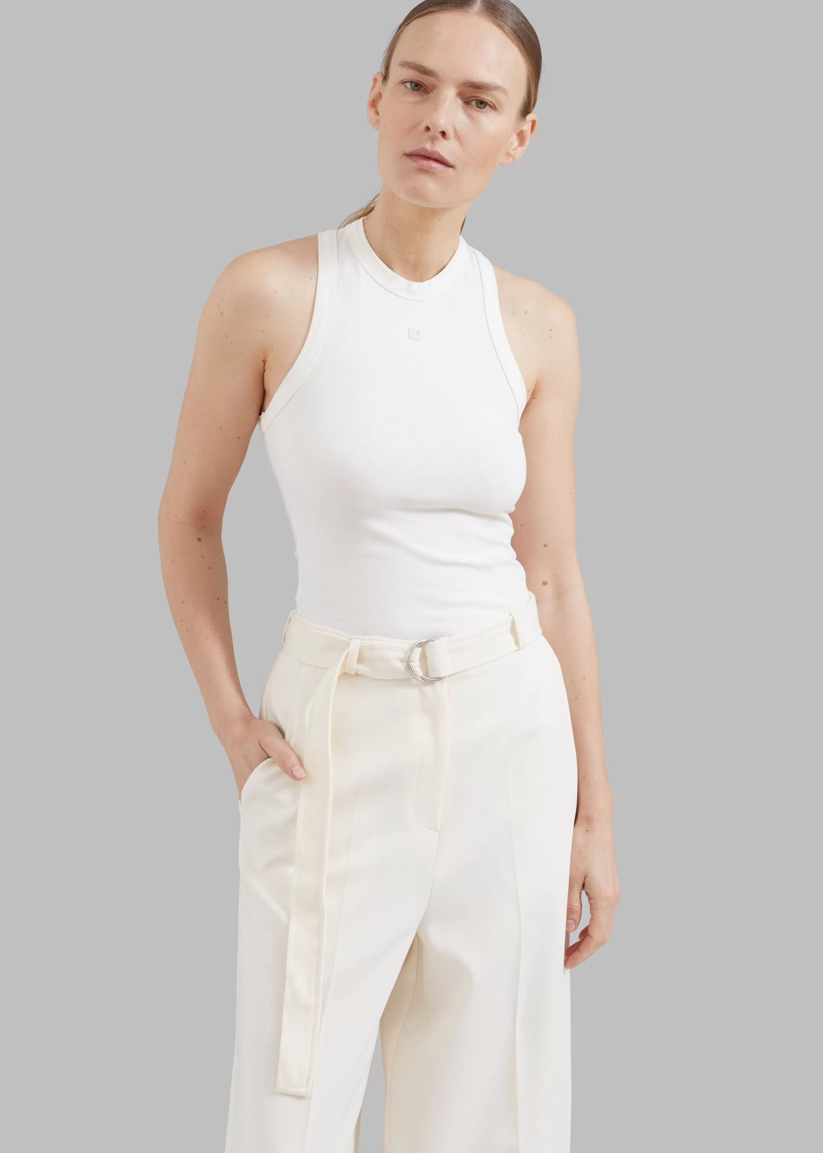 Tops | The Frankie Shop Low Classic Jersey Sleeveless Top Ivory