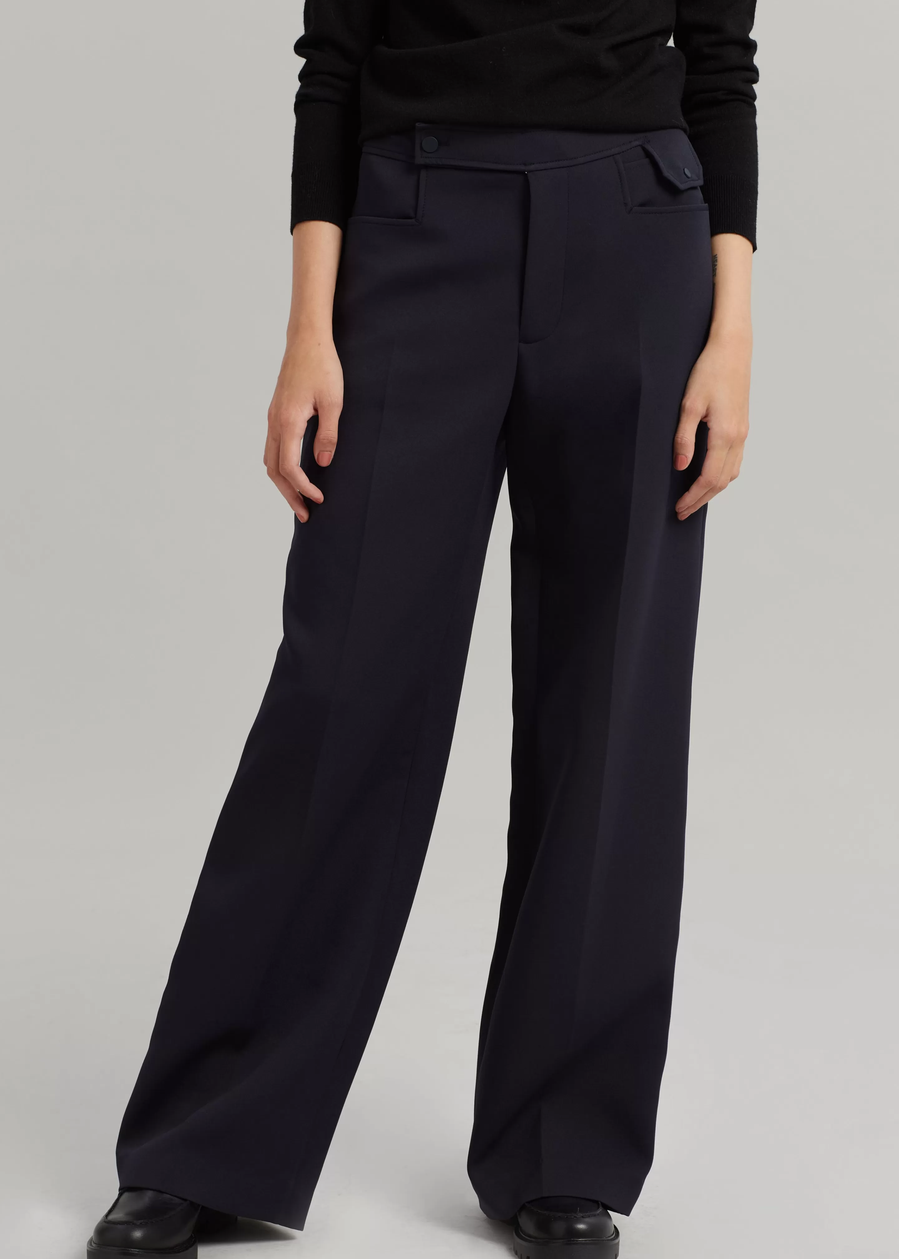 Bottoms | The Frankie Shop Low Classic Pocket Point Pants Navy