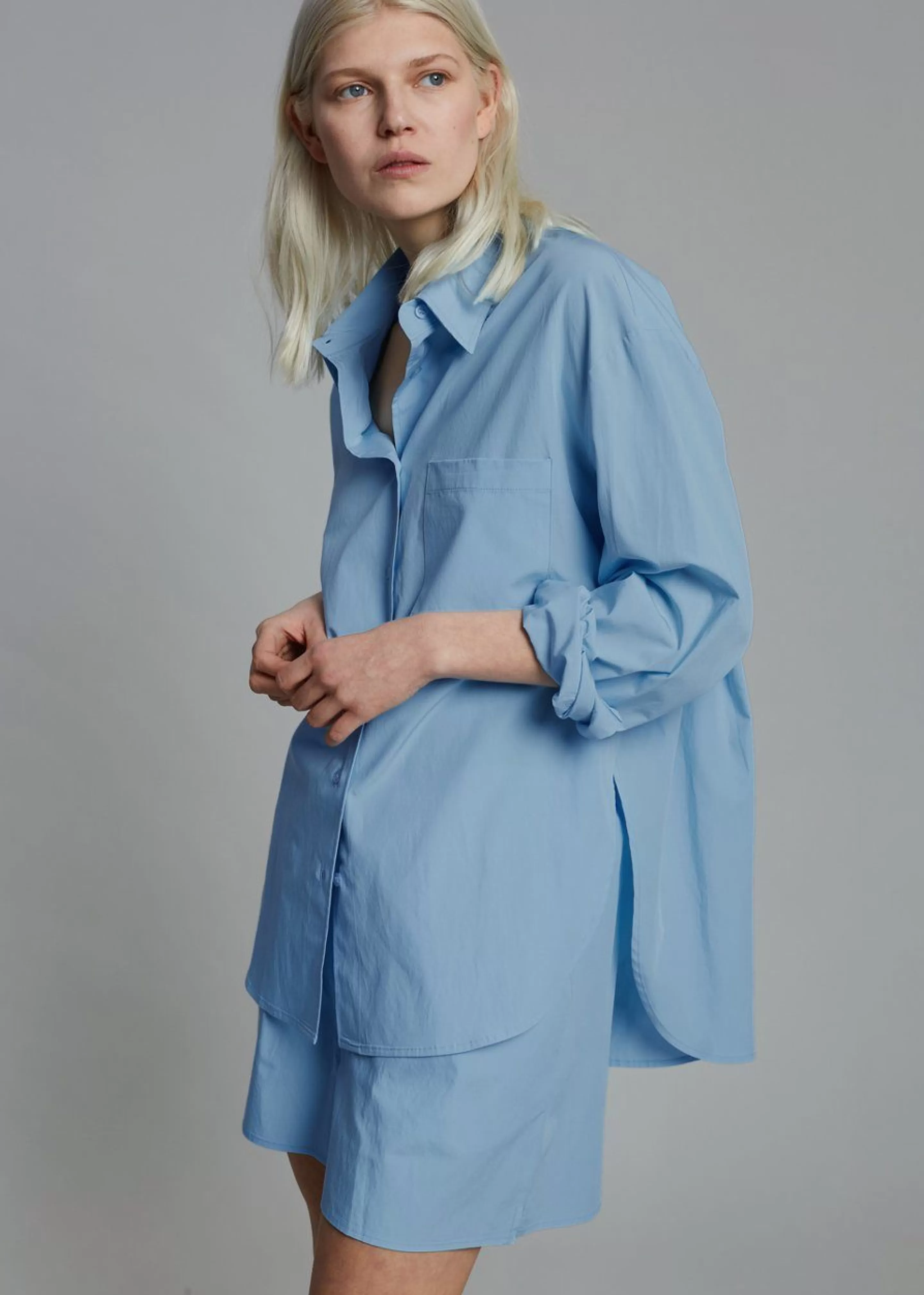 Tops | The Frankie Shop Lui Organic Cotton Shirt Blue