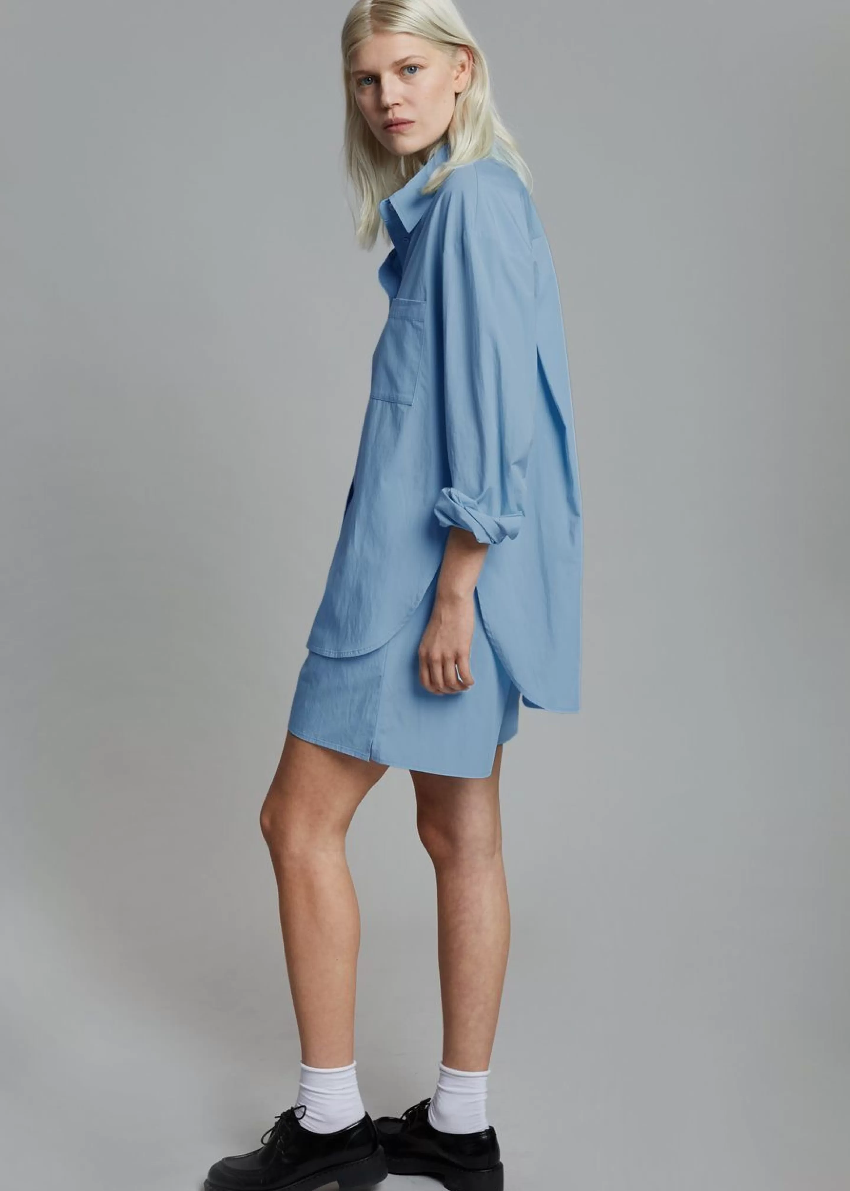 Tops | The Frankie Shop Lui Organic Cotton Shirt Blue