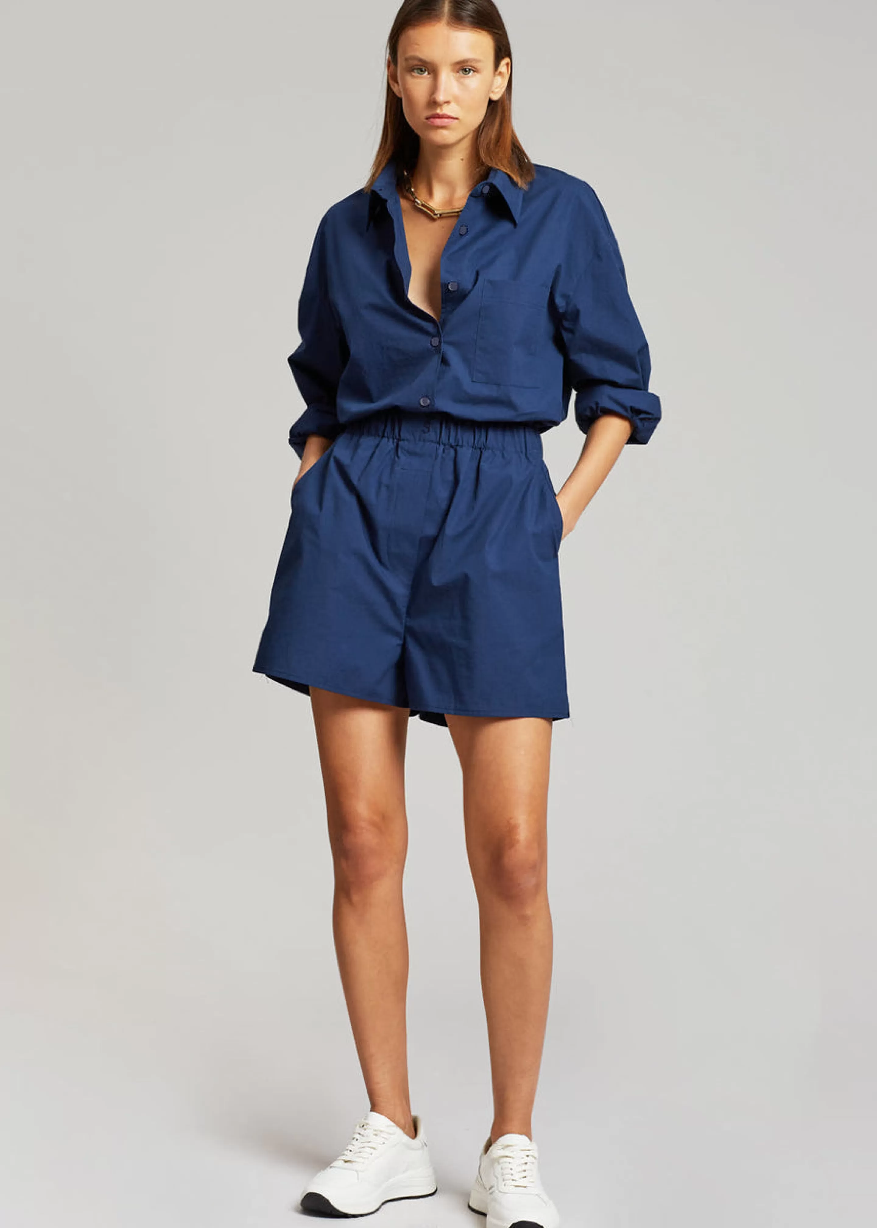 Tops | The Frankie Shop Lui Organic Cotton Shirt Navy