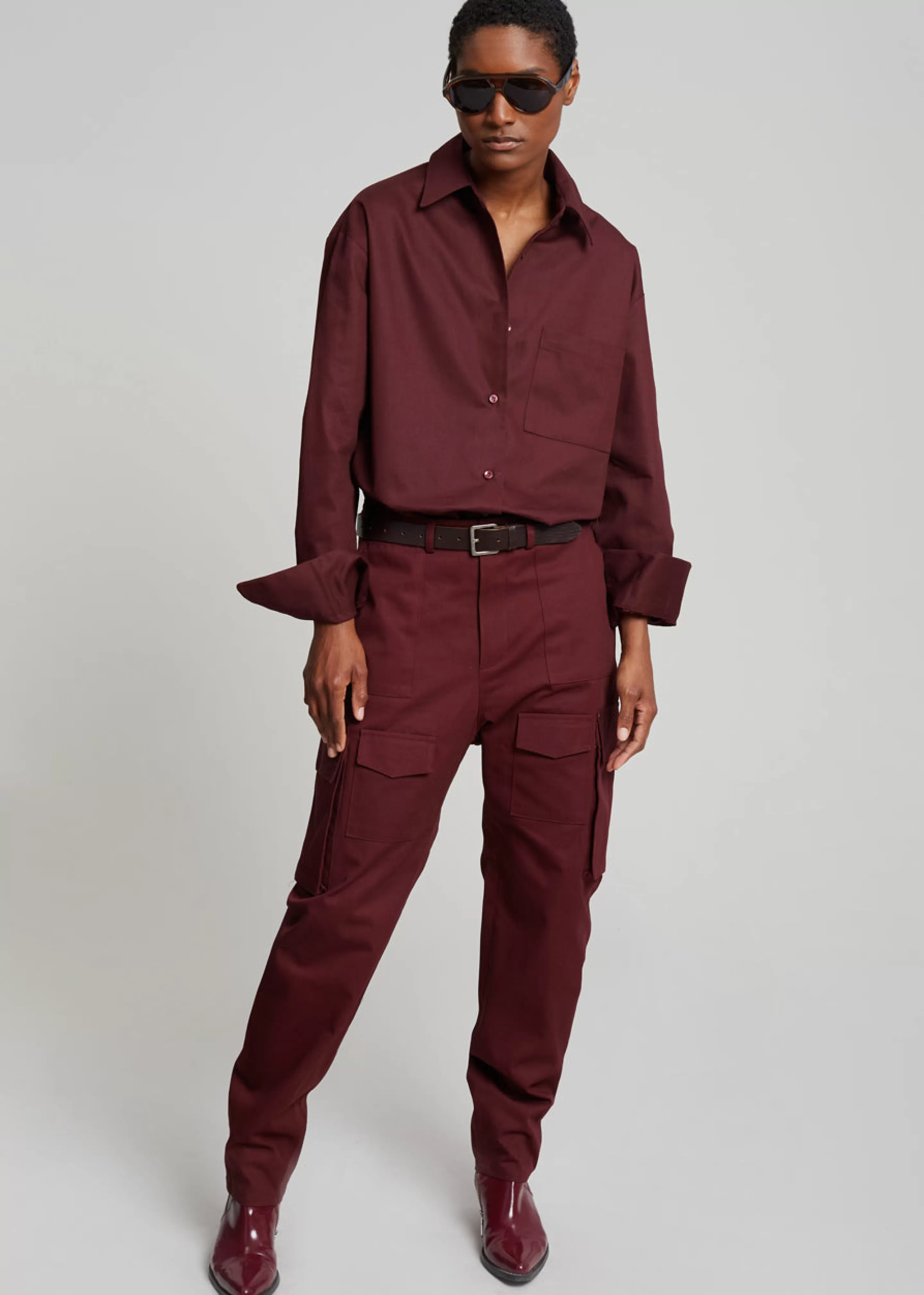 Tops | The Frankie Shop Lui Twill Overshirt Burgundy