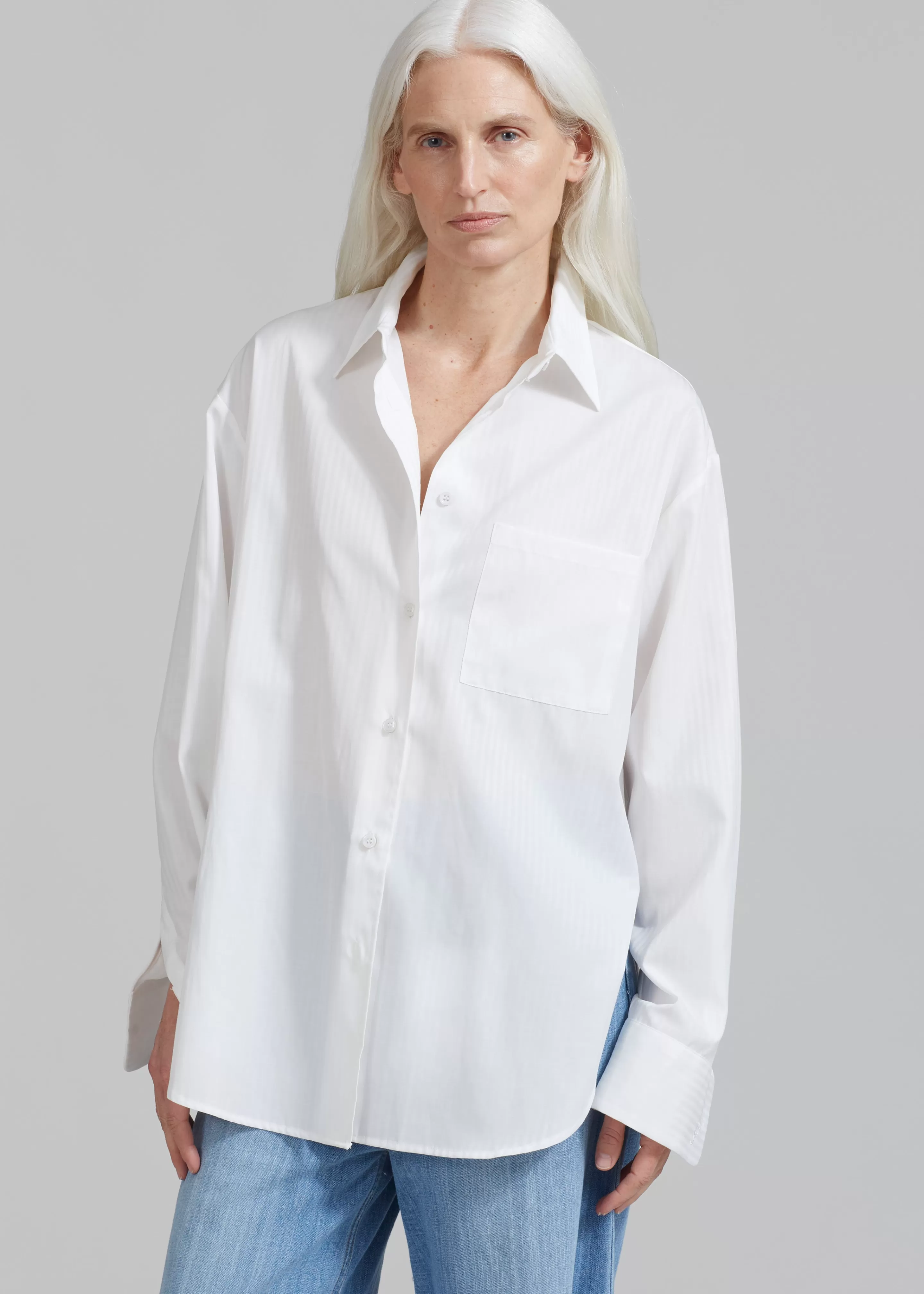 Tops | The Frankie Shop Lui White Shirt White Stripe