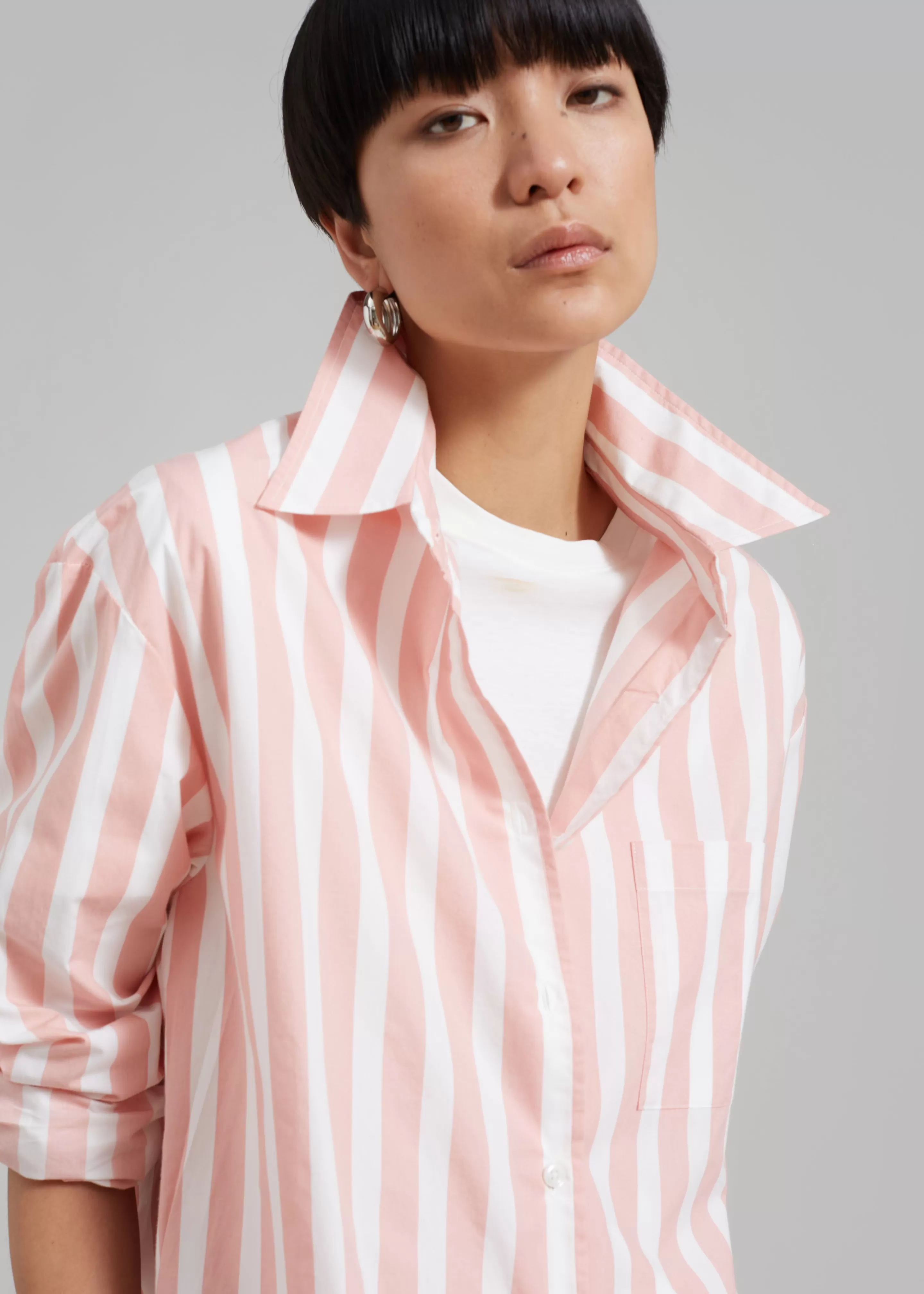 Tops | The Frankie Shop Lui Wide Stripes Shirt Pink