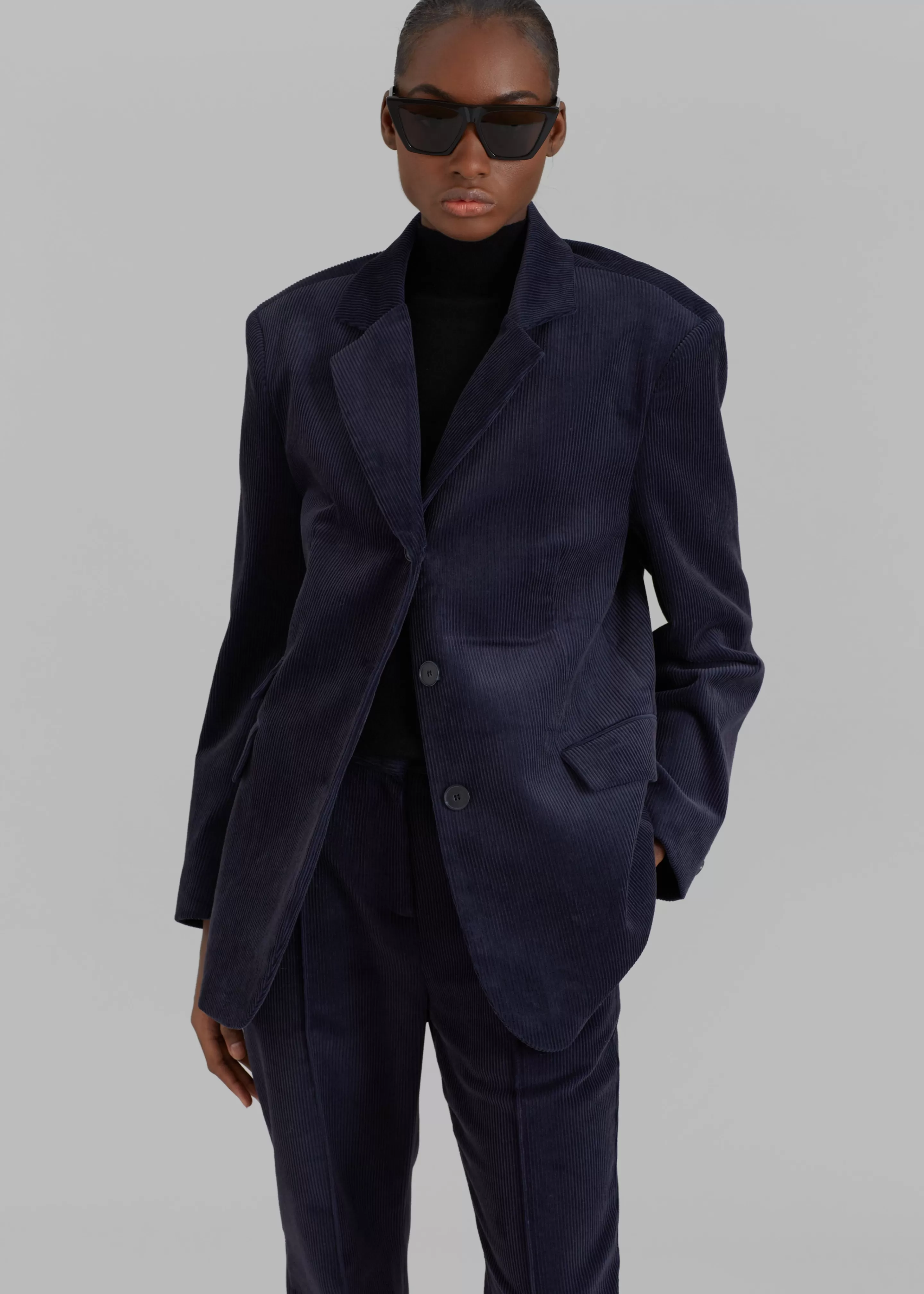 Outerwear | The Frankie Shop Lydian Corduroy Blazer Navy