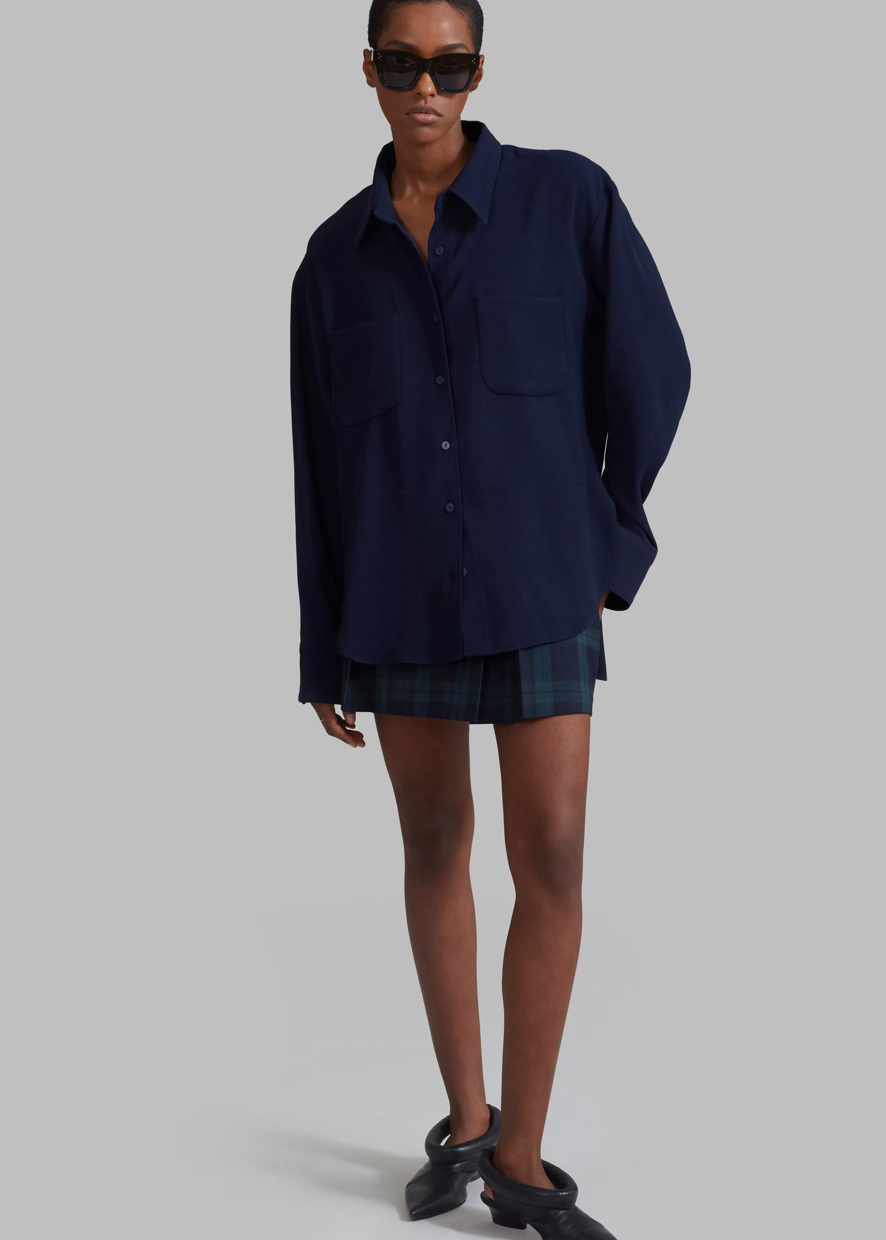 Tops | The Frankie Shop Macie Pocket Shirt Navy