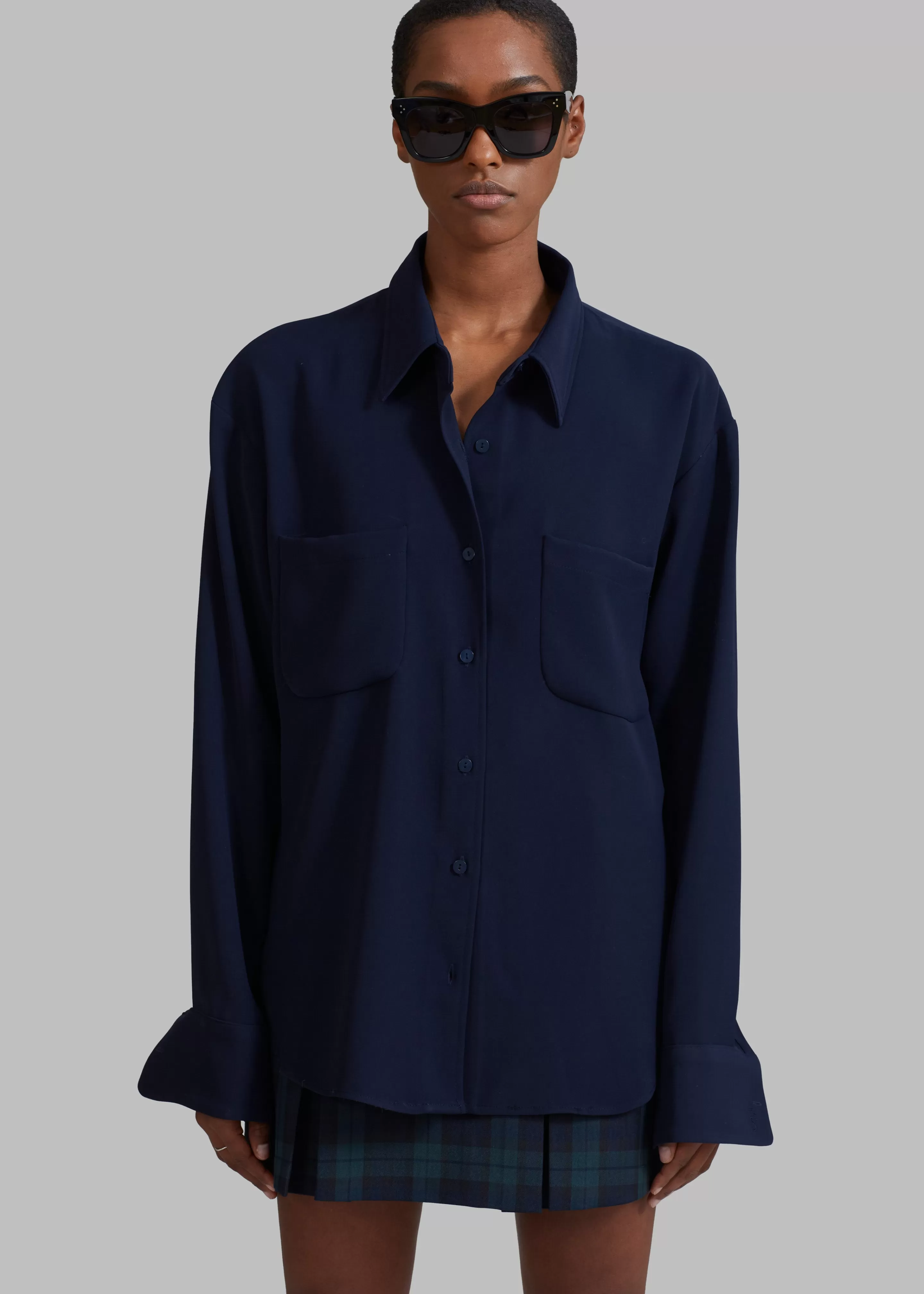 Tops | The Frankie Shop Macie Pocket Shirt Navy