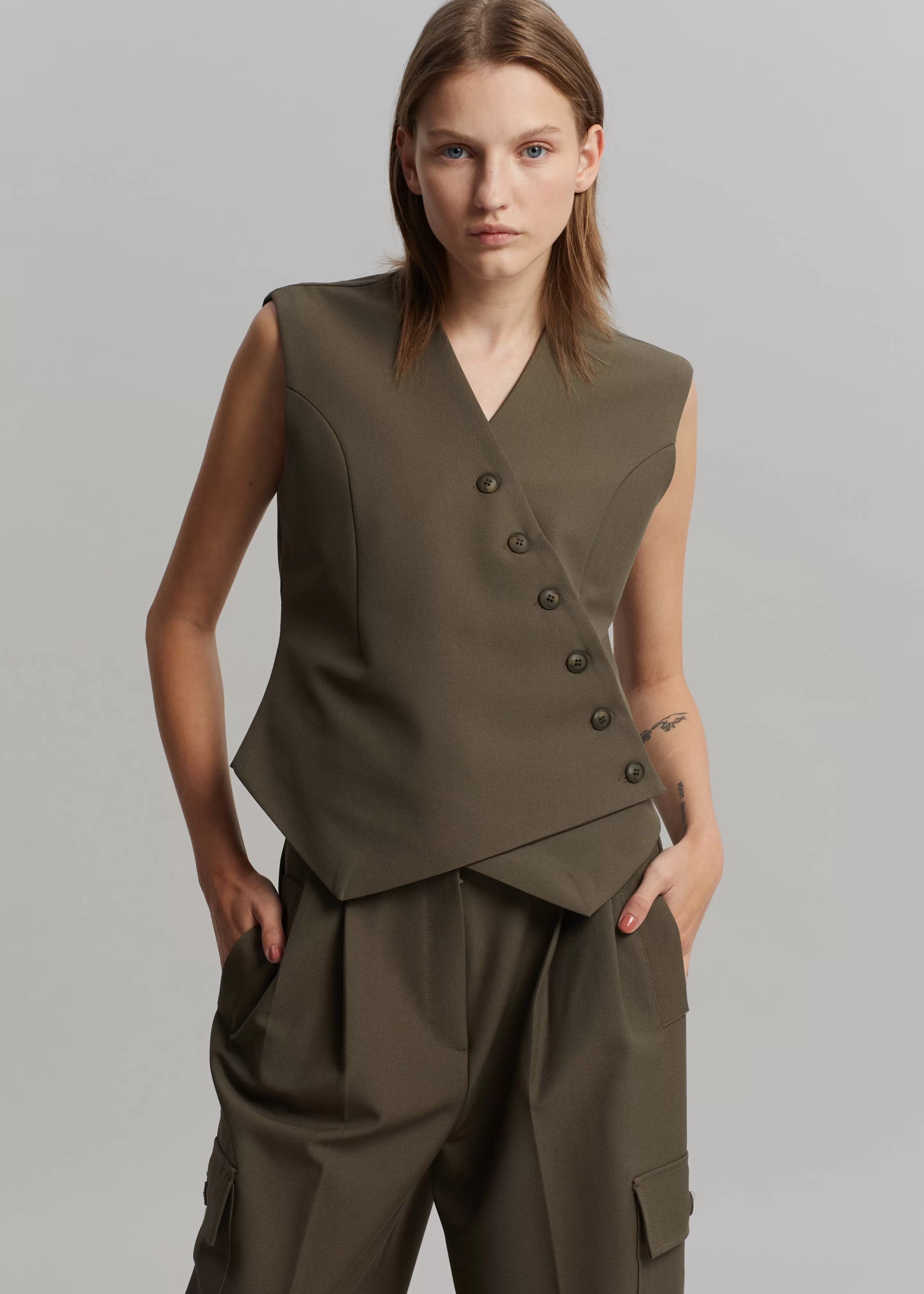 Outerwear | The Frankie Shop Maesa Cross Vest Olive