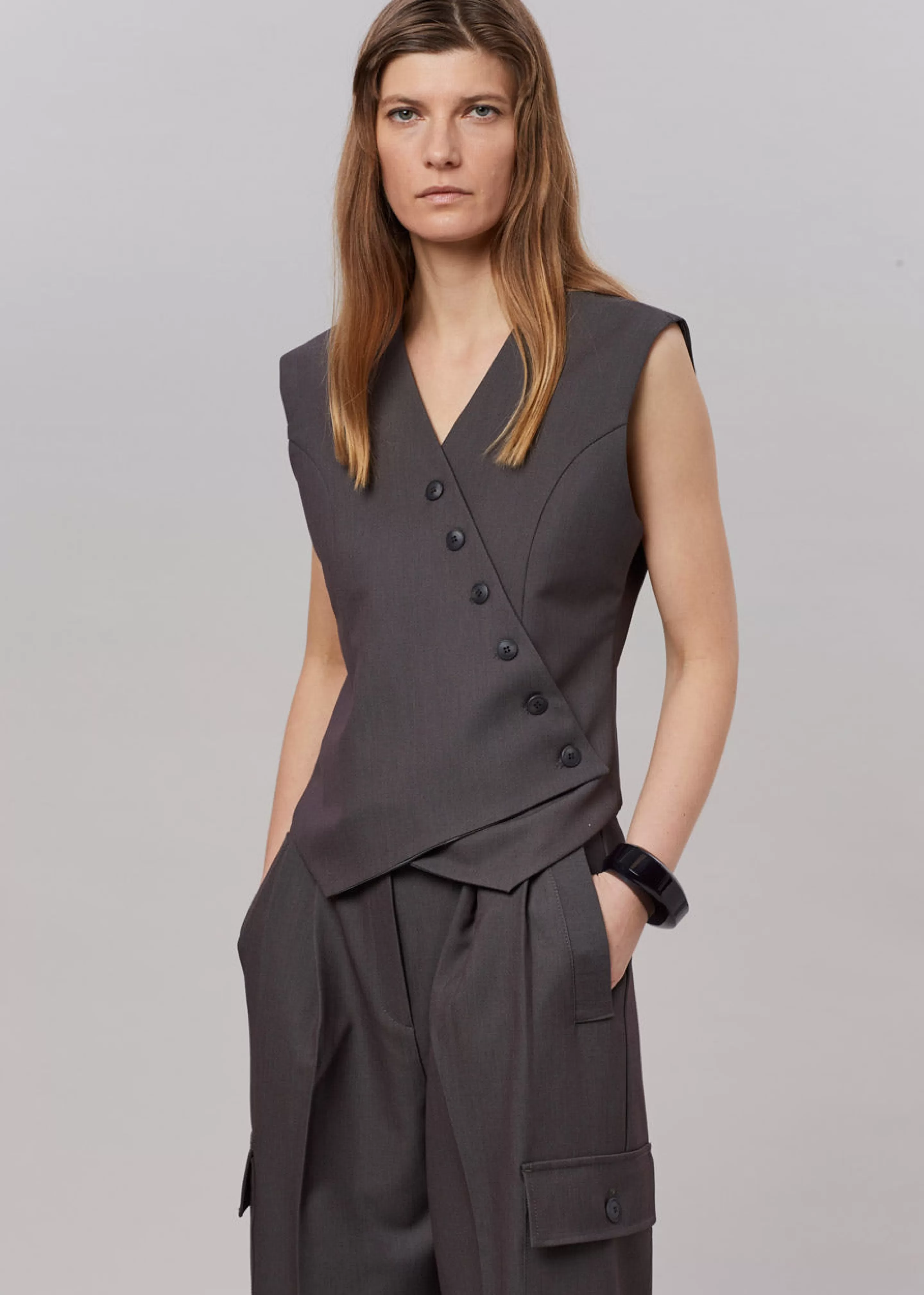 Outerwear | The Frankie Shop Maesa Cross Vest Charcoal