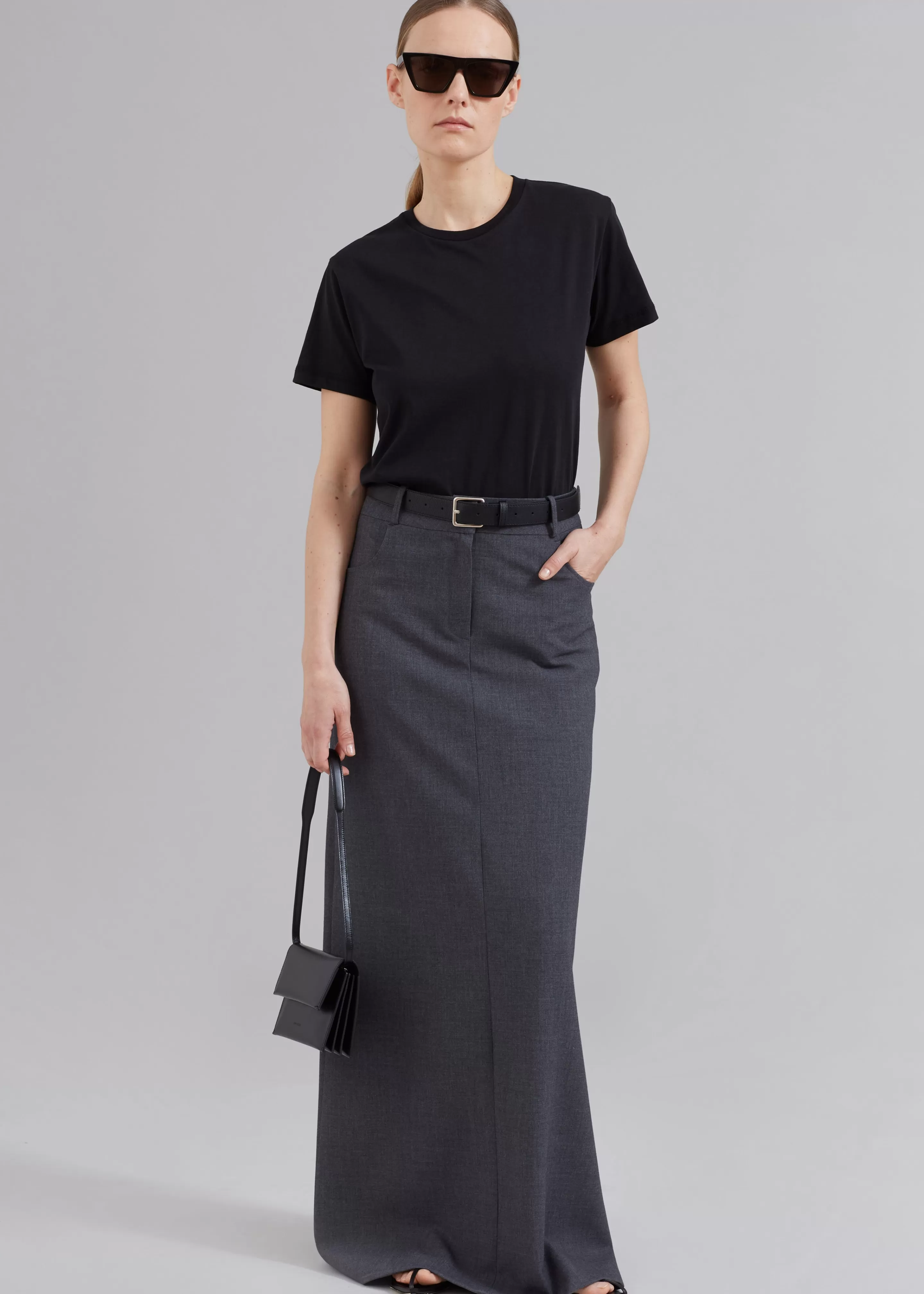 Bottoms | The Frankie Shop Malvo Long Pencil Skirt Charcoal