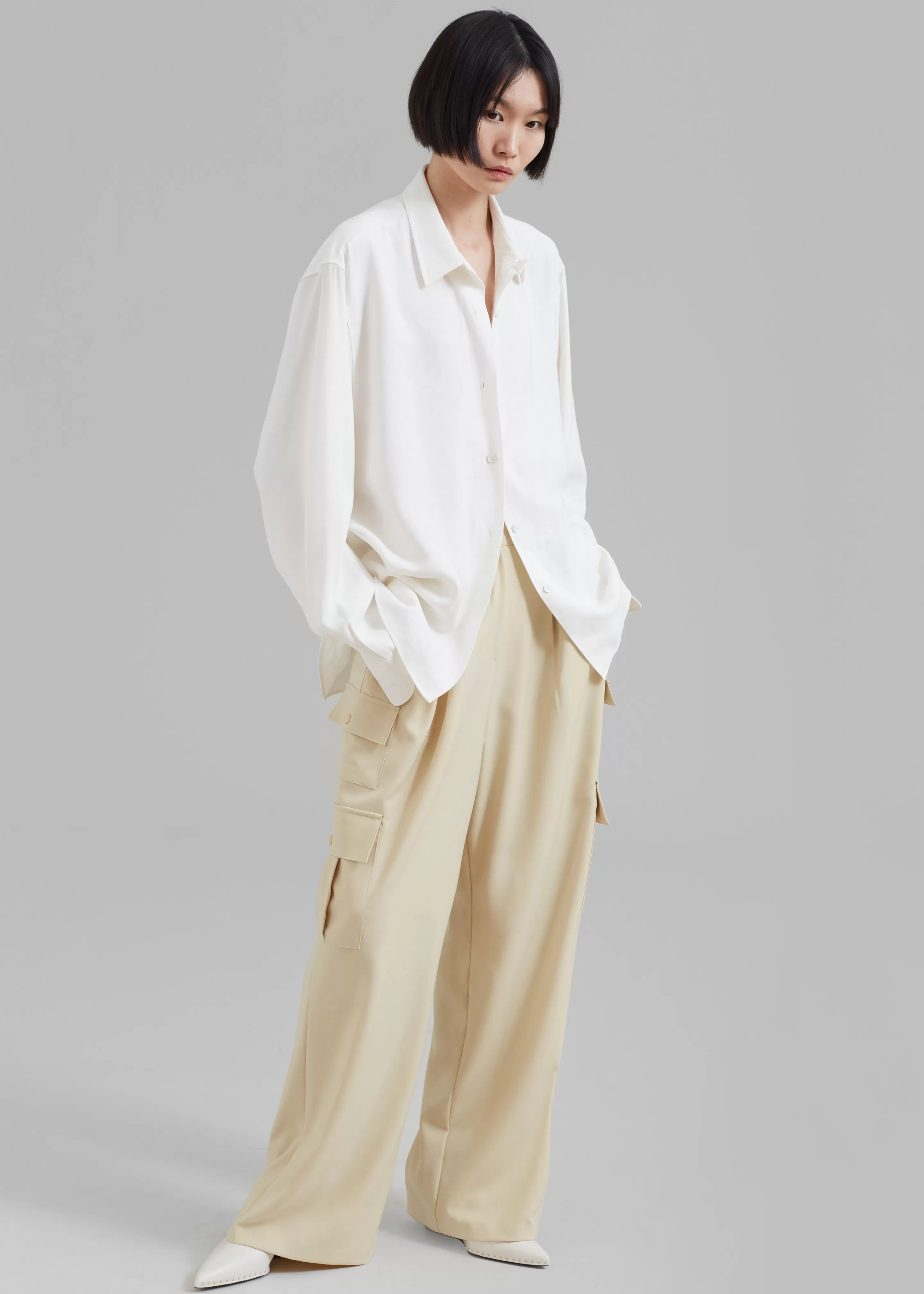 Bottoms | The Frankie Shop Manye Fluid Cargo Pants Beige