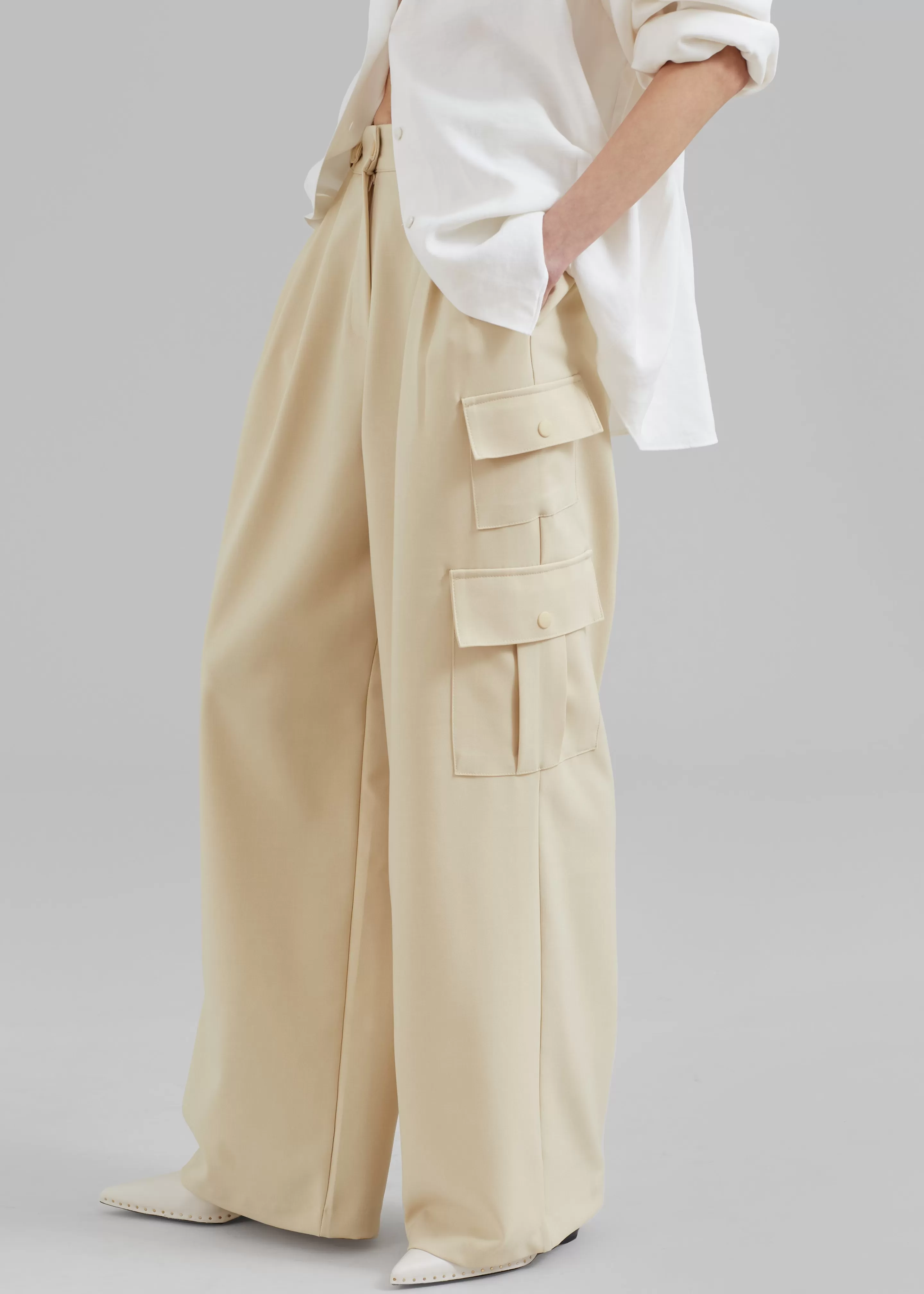 Bottoms | The Frankie Shop Manye Fluid Cargo Pants Beige