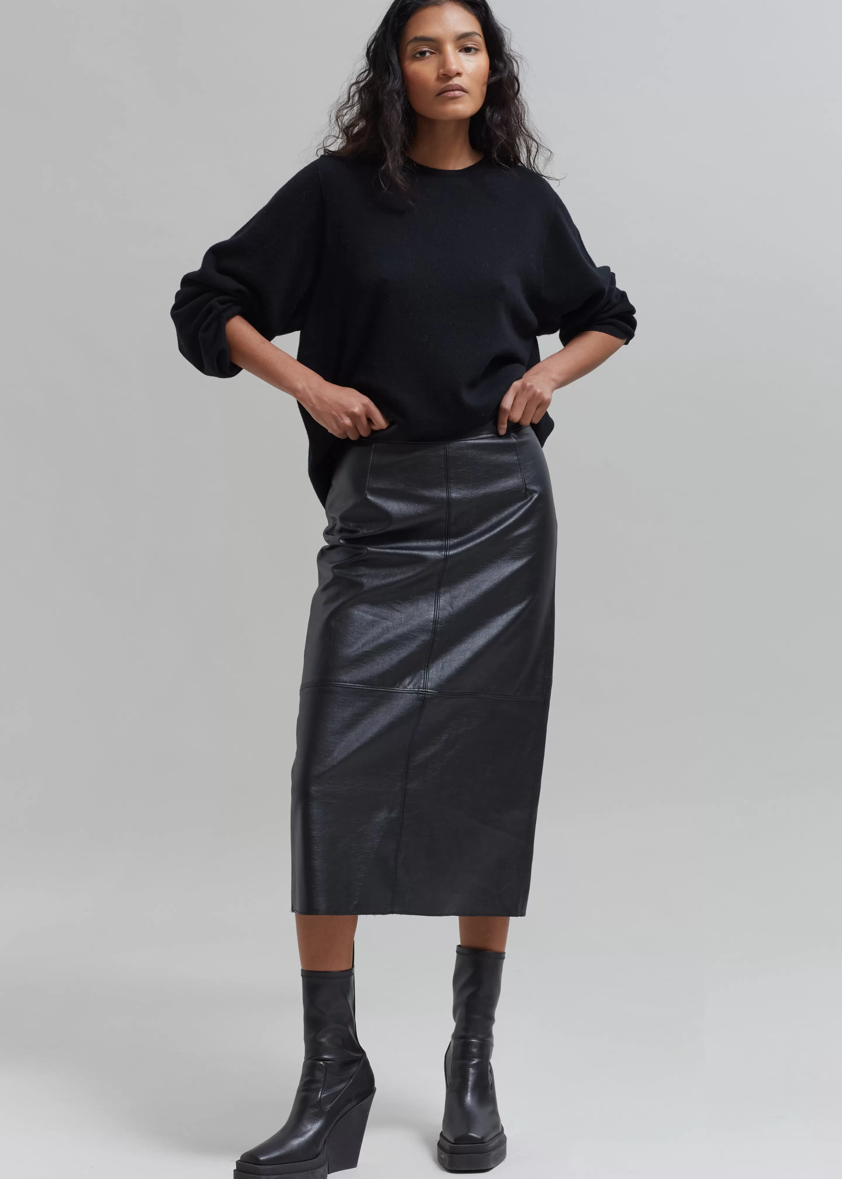 Bottoms | The Frankie Shop Manyne Faux Leather Pencil Skirt Black