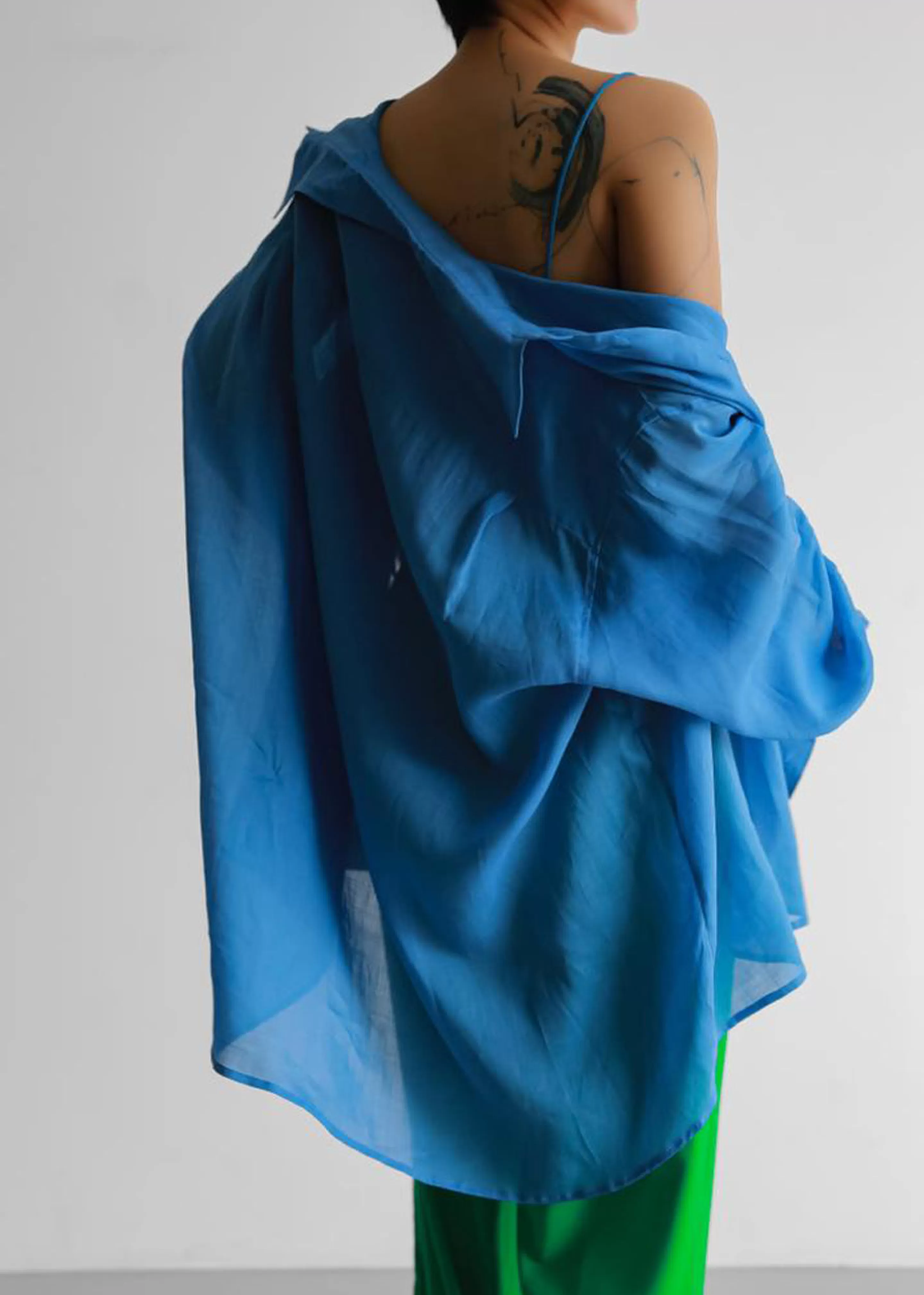 Tops | The Frankie Shop Marlow Oversized Linen Shirt Blue