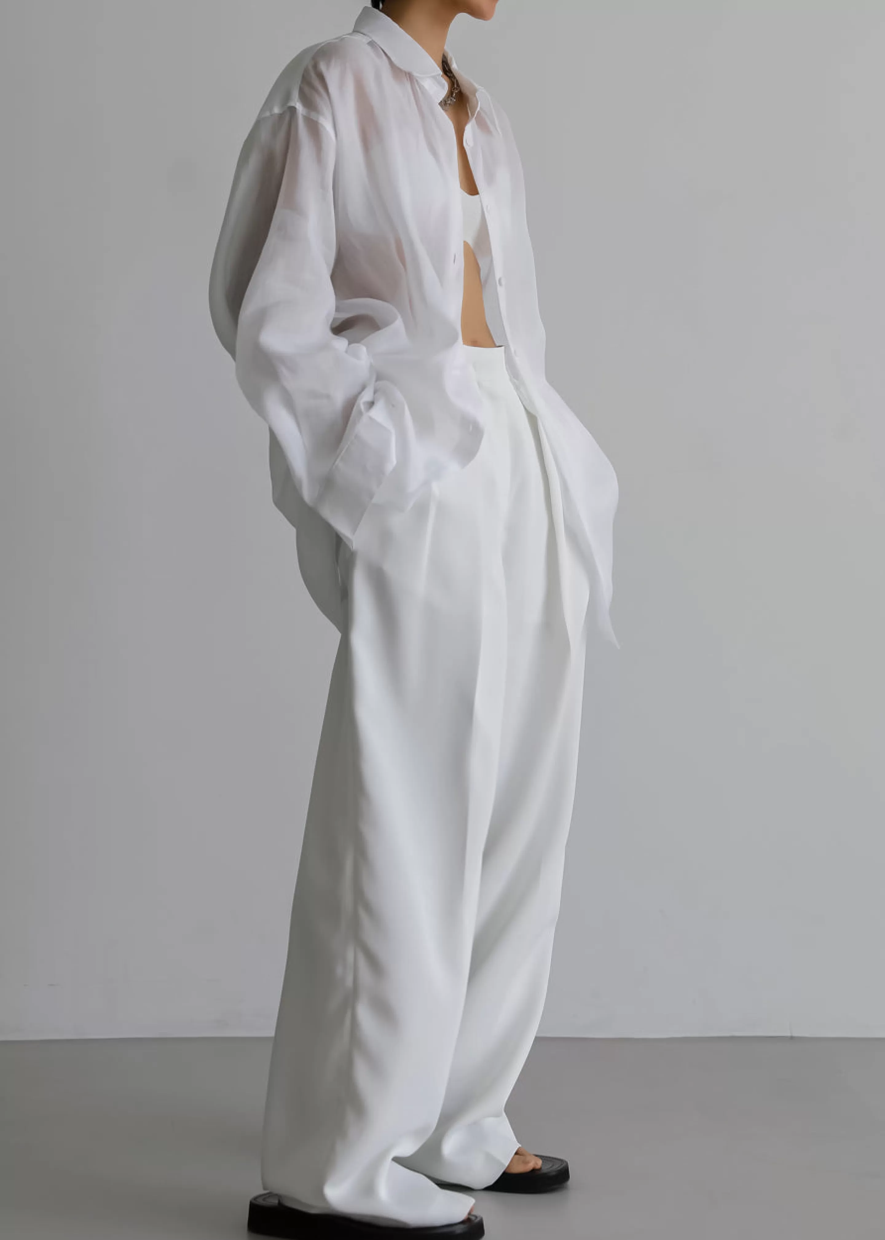 Tops | The Frankie Shop Marlow Oversized Linen Shirt White