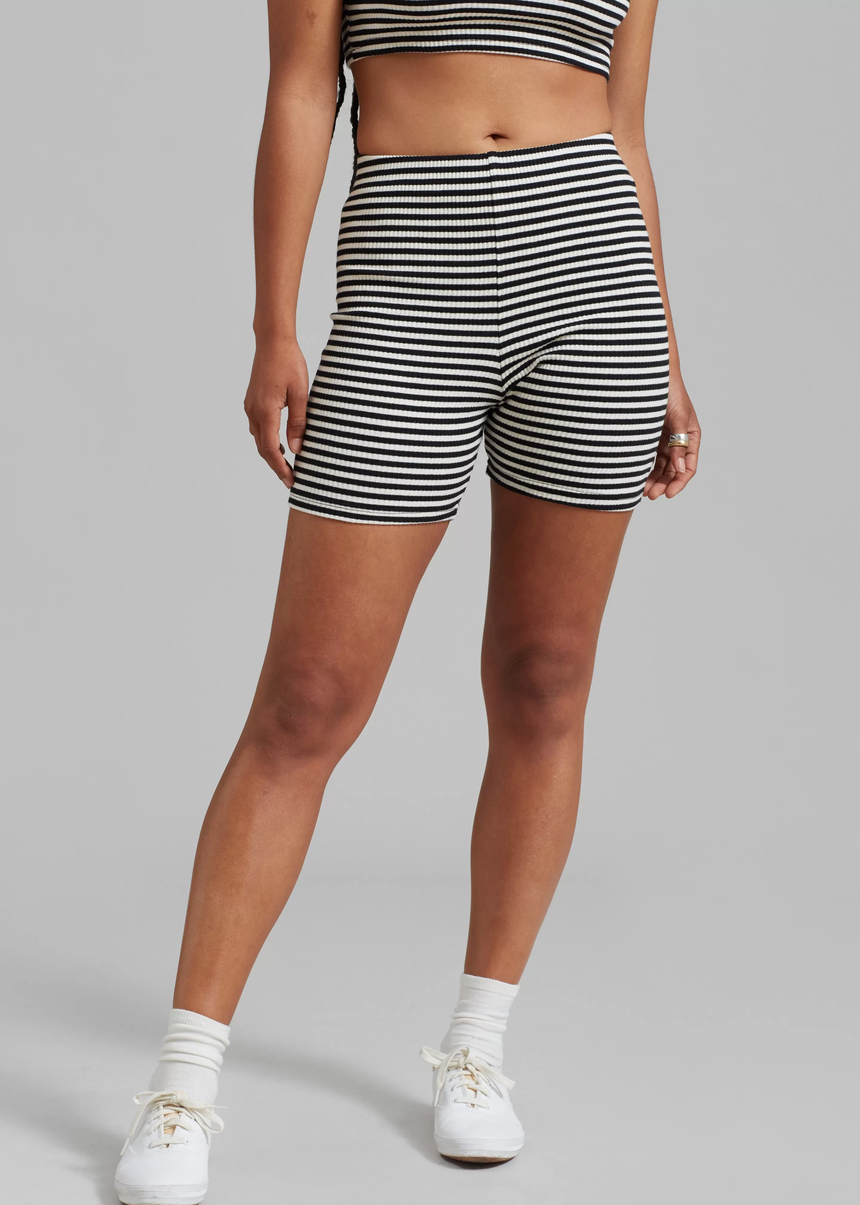 Bottoms | The Frankie Shop Martina Knit Shorts Black Stripe