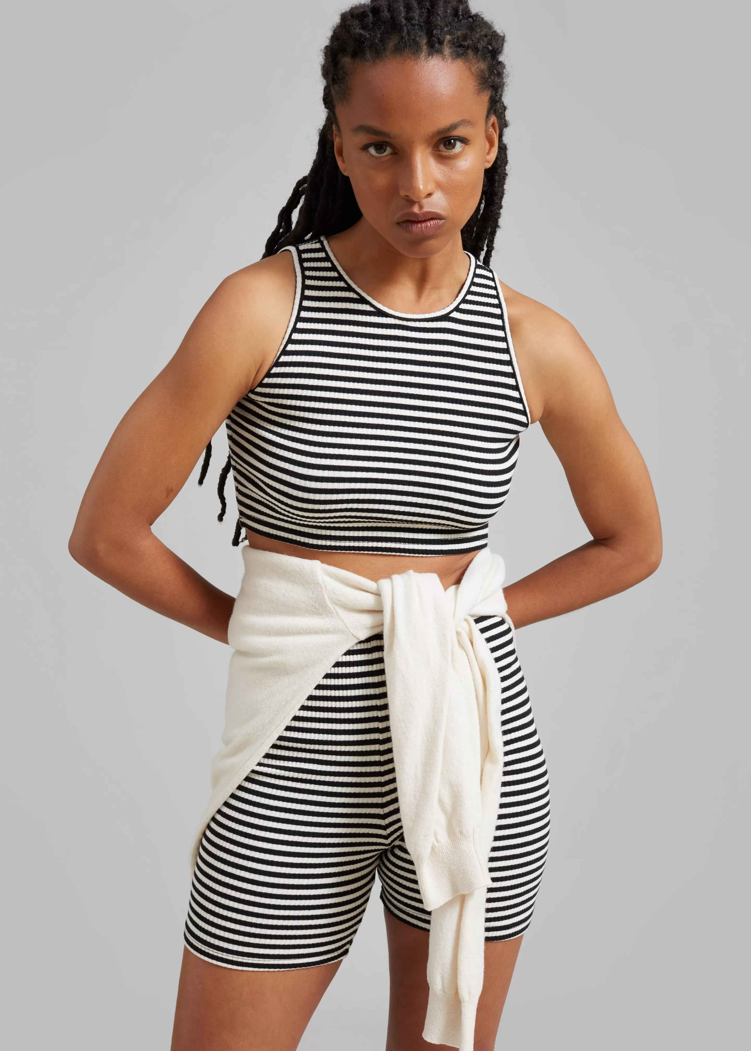 Tops | The Frankie Shop Martina Knit Tank Top Black Stripe