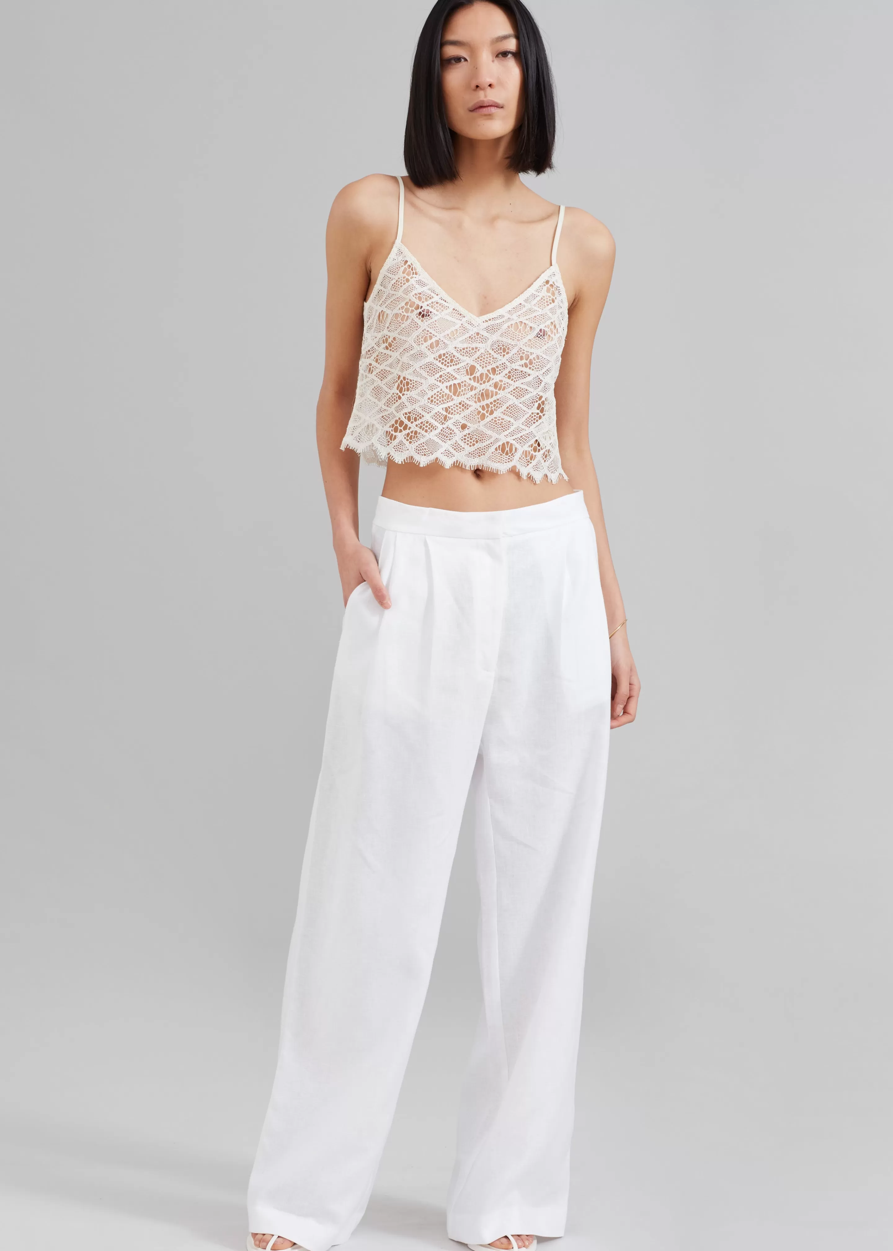 Bottoms | The Frankie Shop Matin Tailored Wide Leg Pant Natural