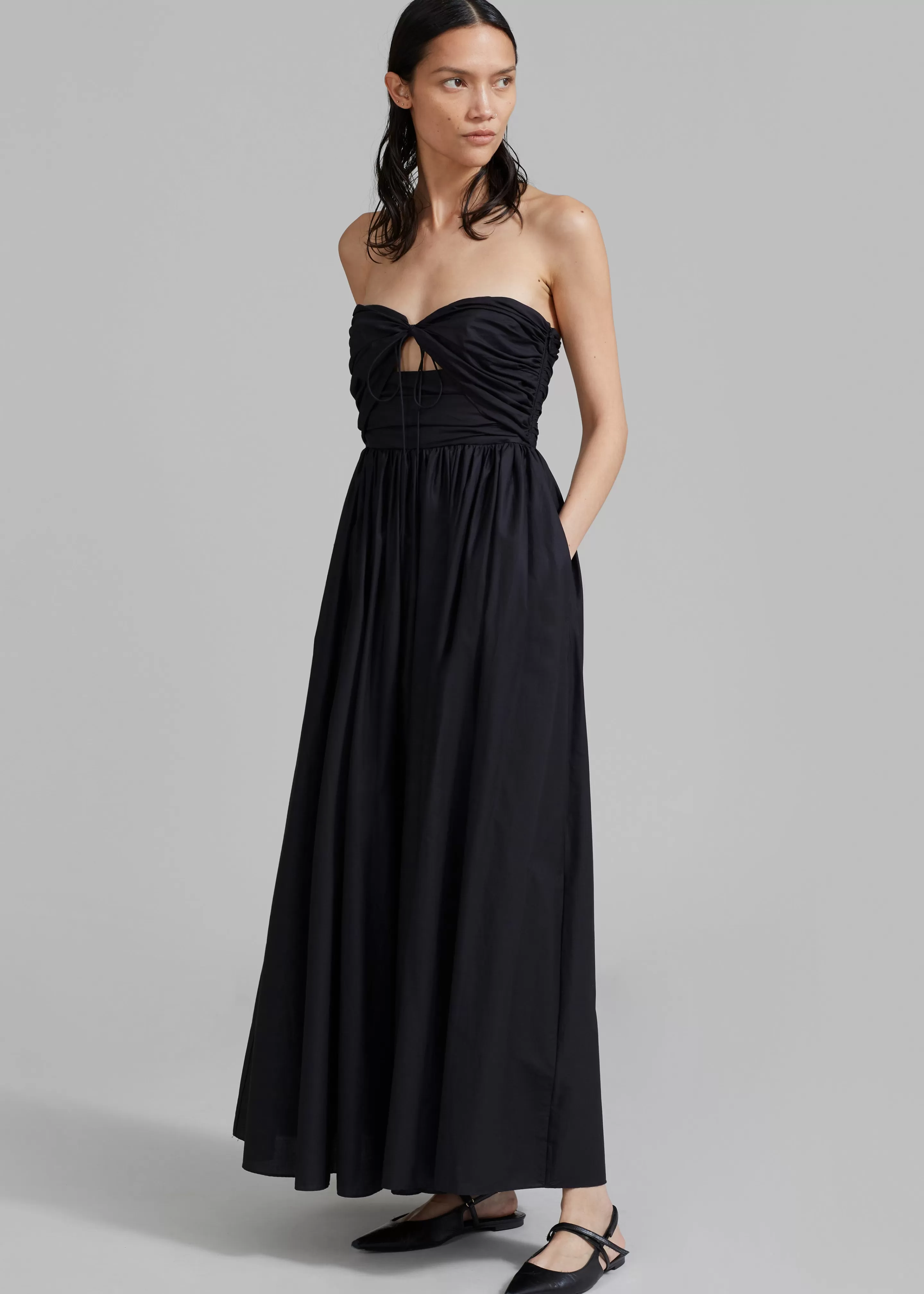 Dresses | The Frankie Shop Matteau Bandeau Rouched Sundress Black