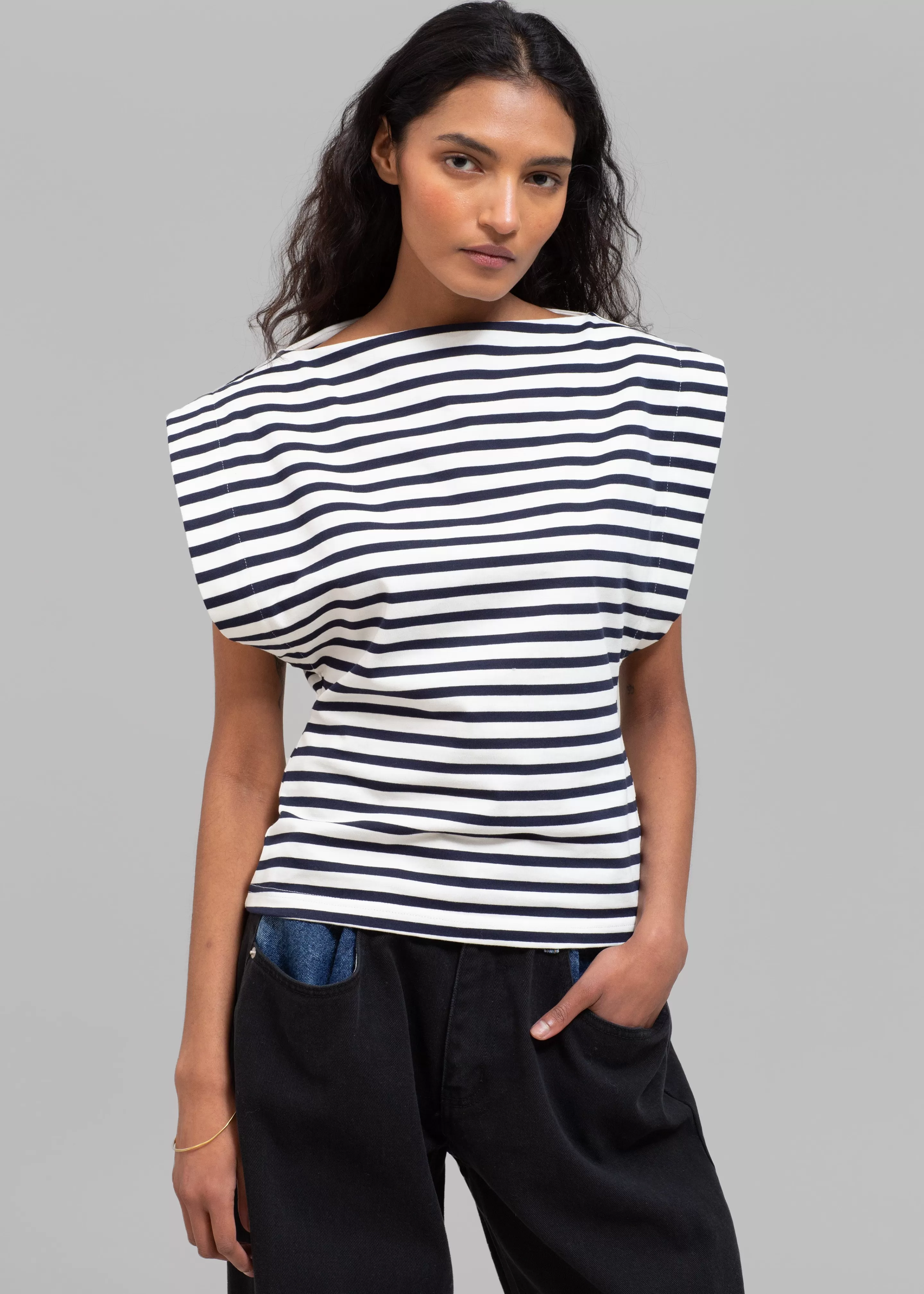 Tops | The Frankie Shop Matteau Boat Neck Tee Navy/White