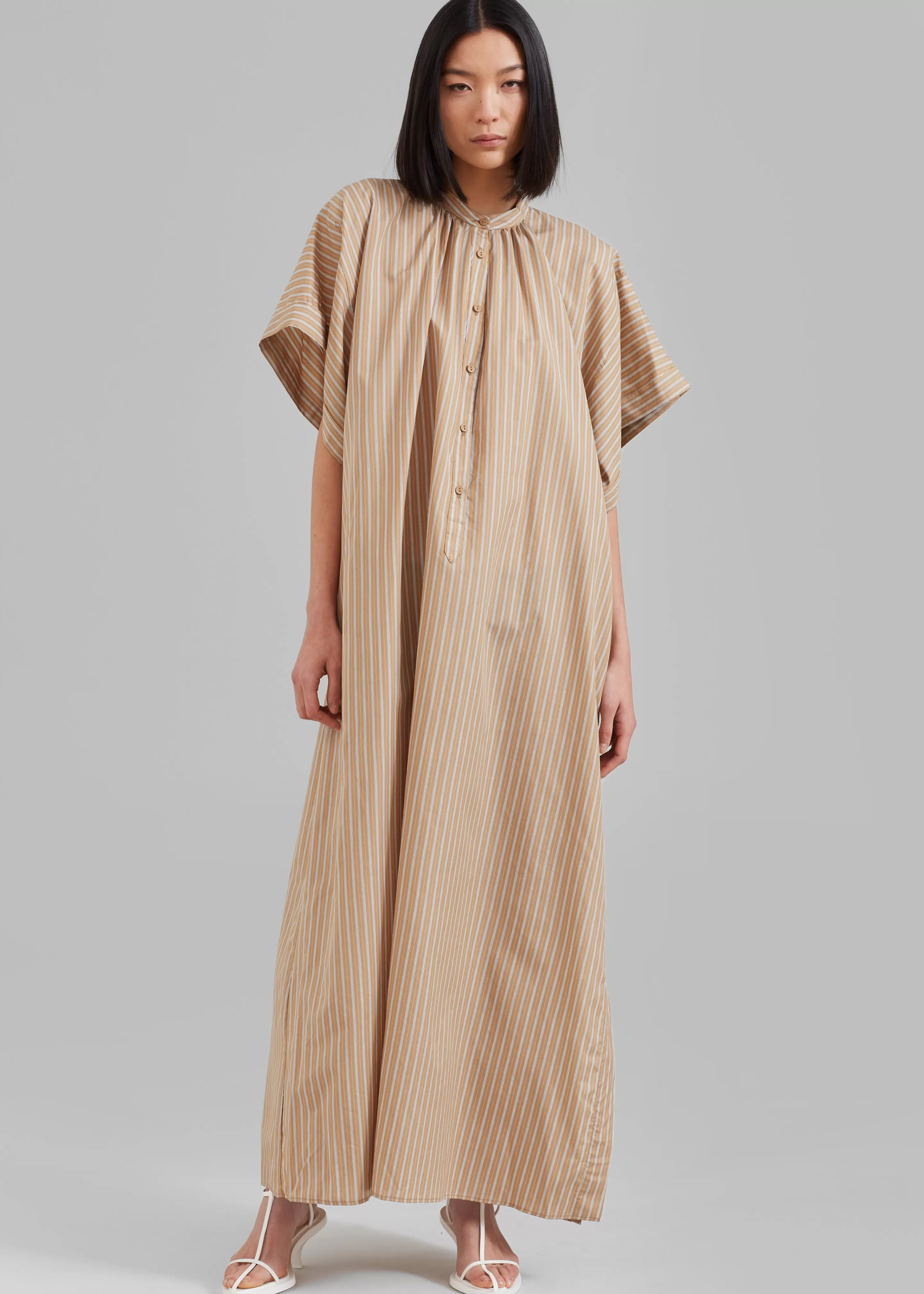 Dresses | The Frankie Shop Matteau Button Front Djellaba Dress Sand Stripe