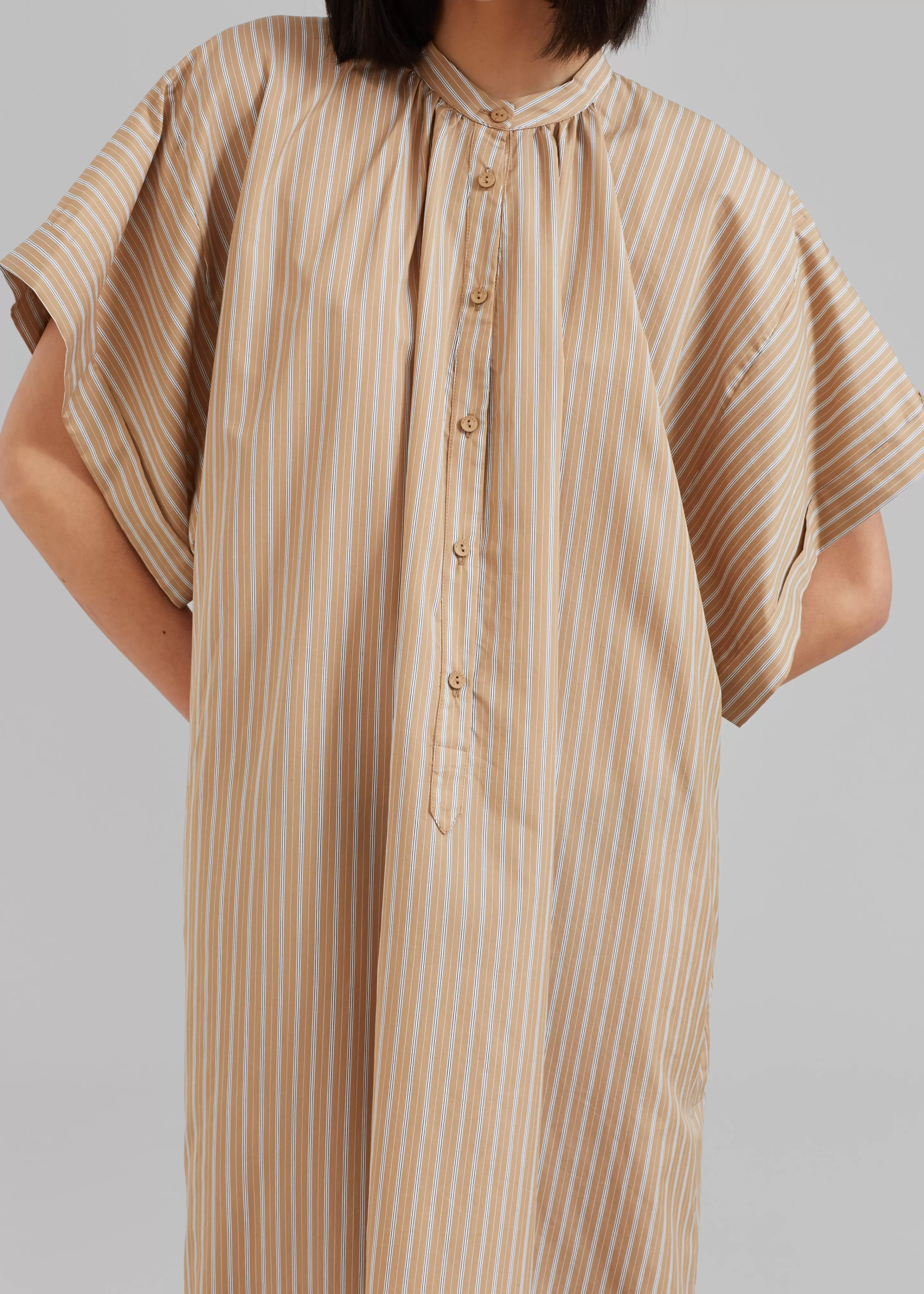 Dresses | The Frankie Shop Matteau Button Front Djellaba Dress Sand Stripe