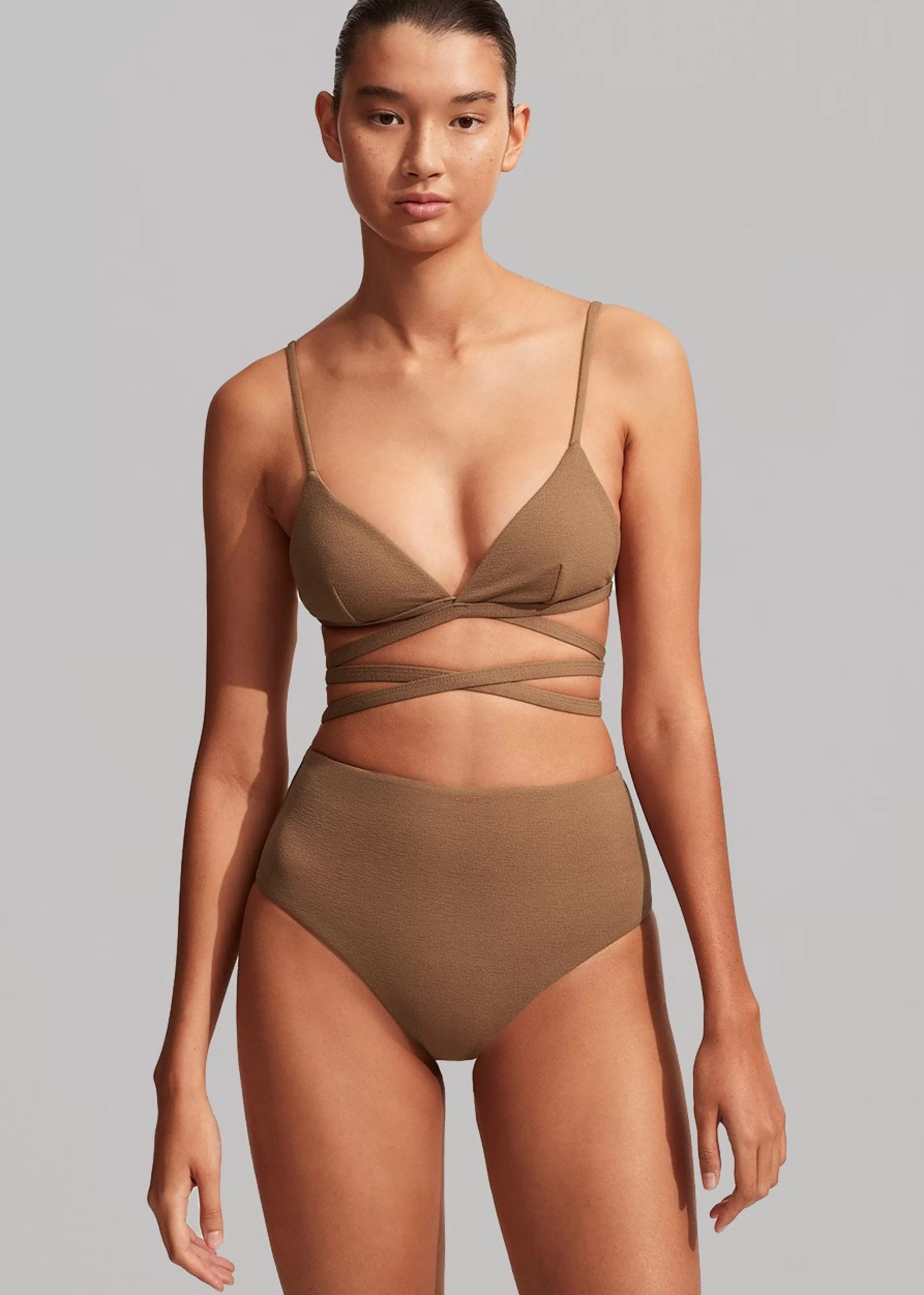 Swimwear | The Frankie Shop Matteau Wrap Triangle Bikini Top Cinnamon Crinkle